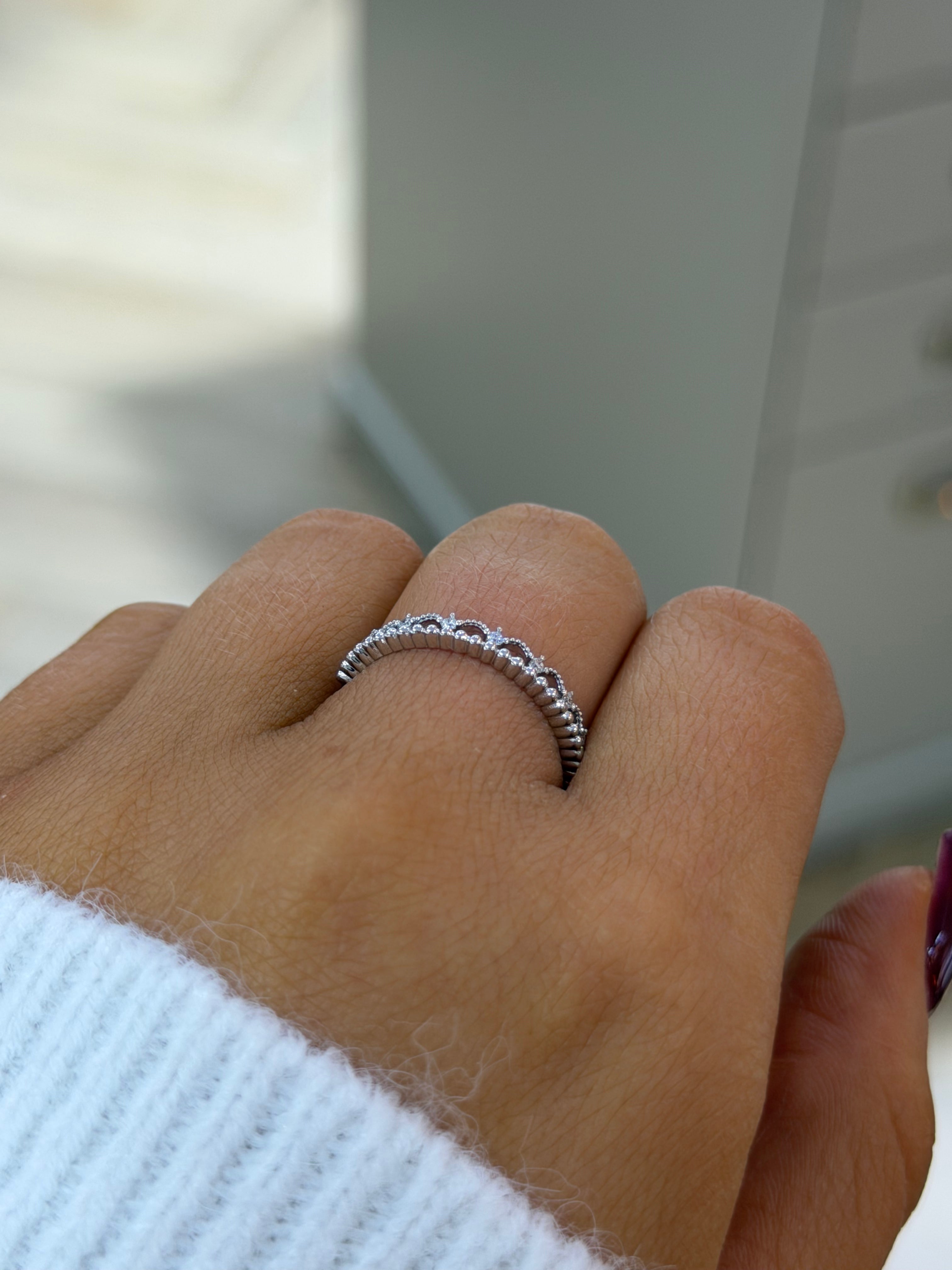 Beaded Milgrain Wedding Band – White Gold