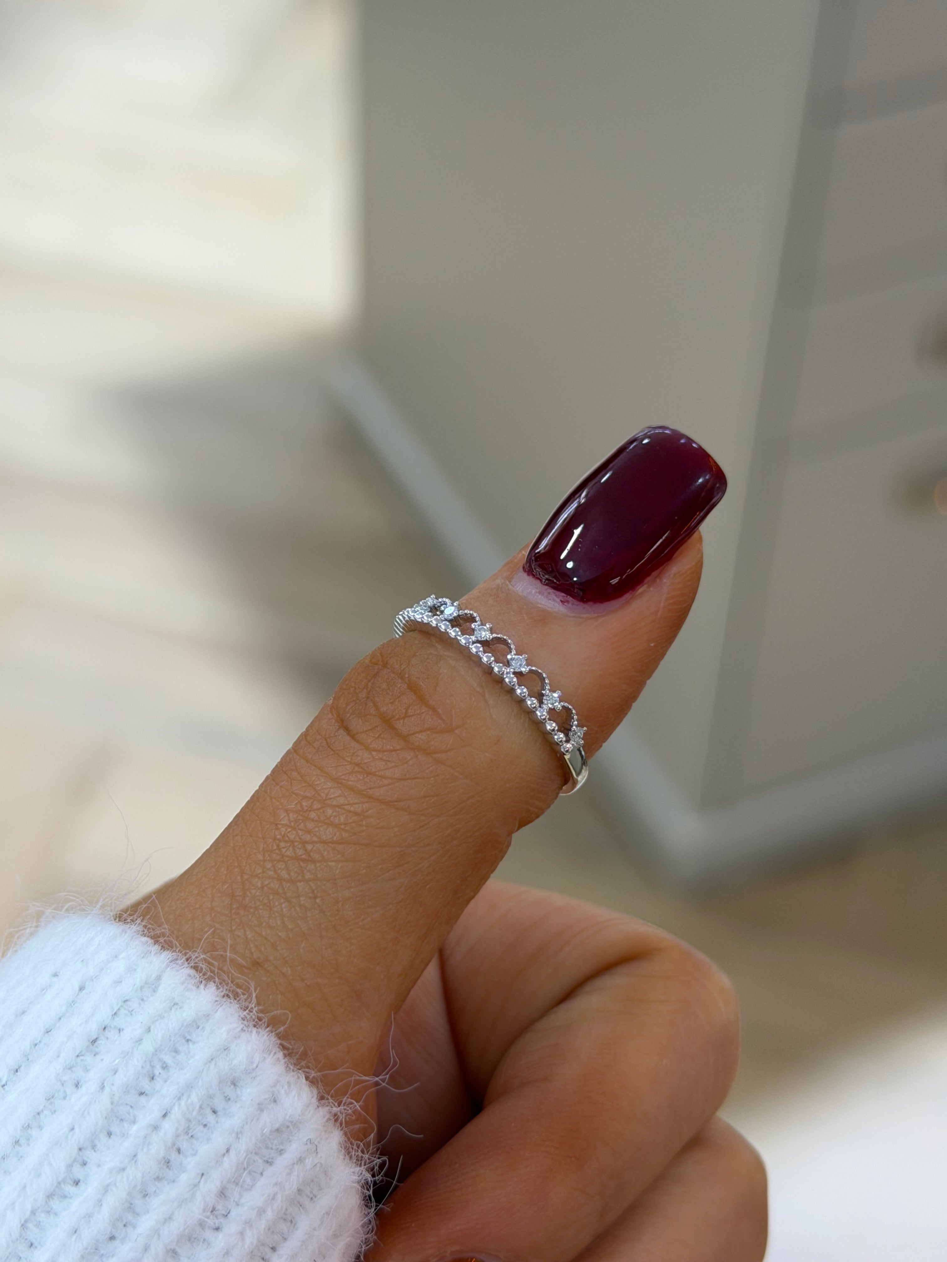 Beaded Milgrain Wedding Band – White Gold