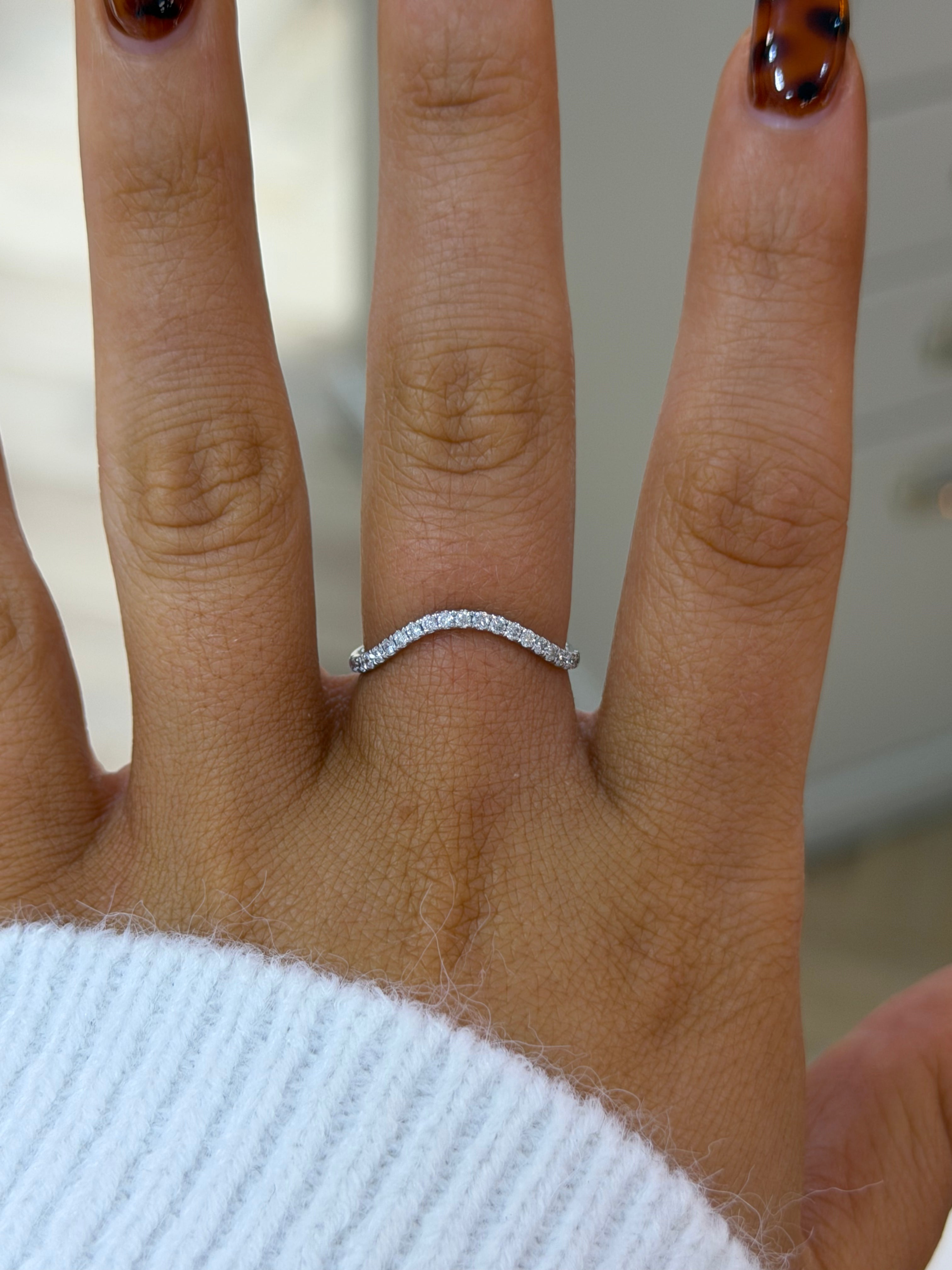 Curved Pavé Wedding Band – White Gold