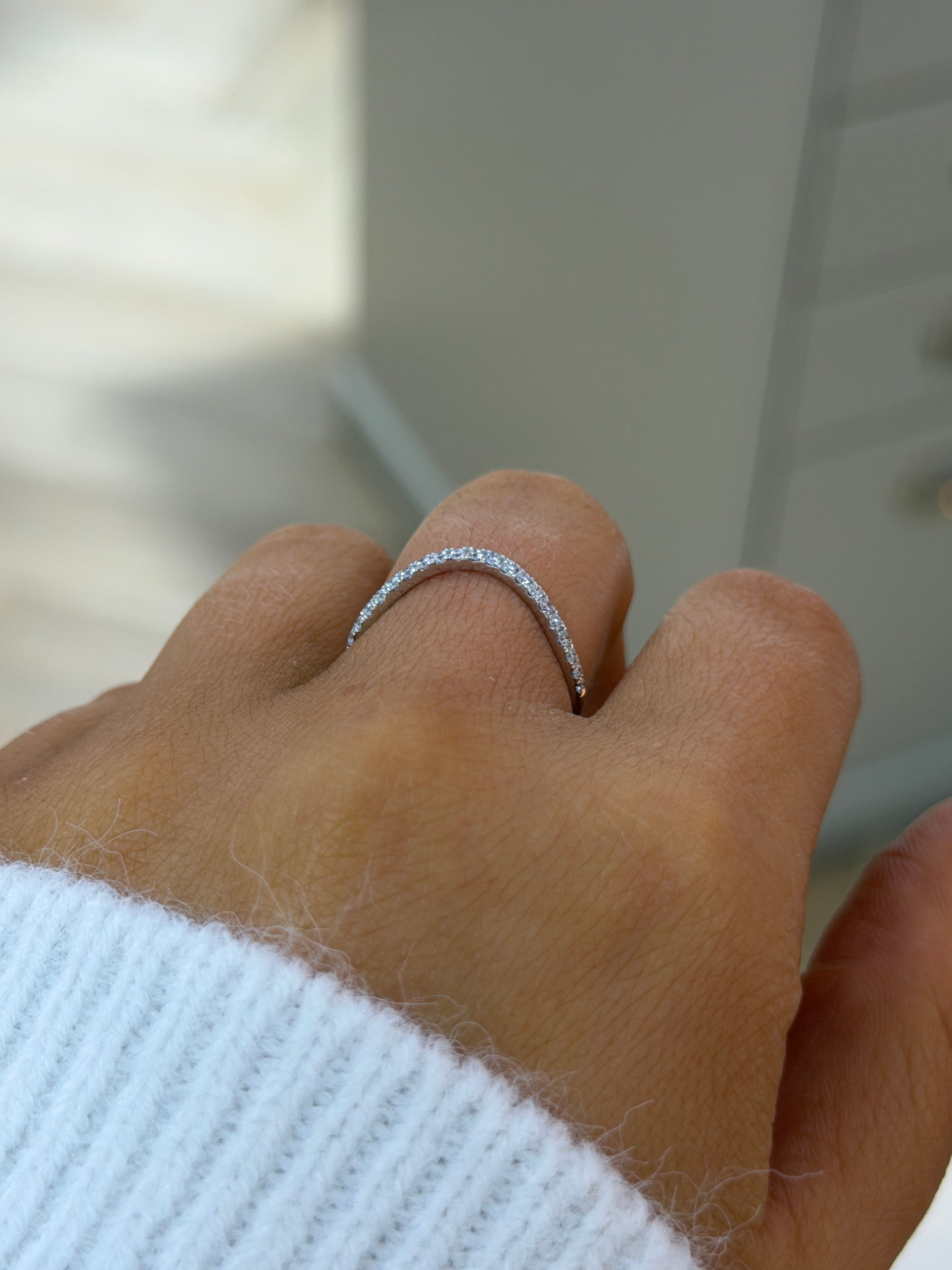 Curved Pavé Wedding Band – White Gold