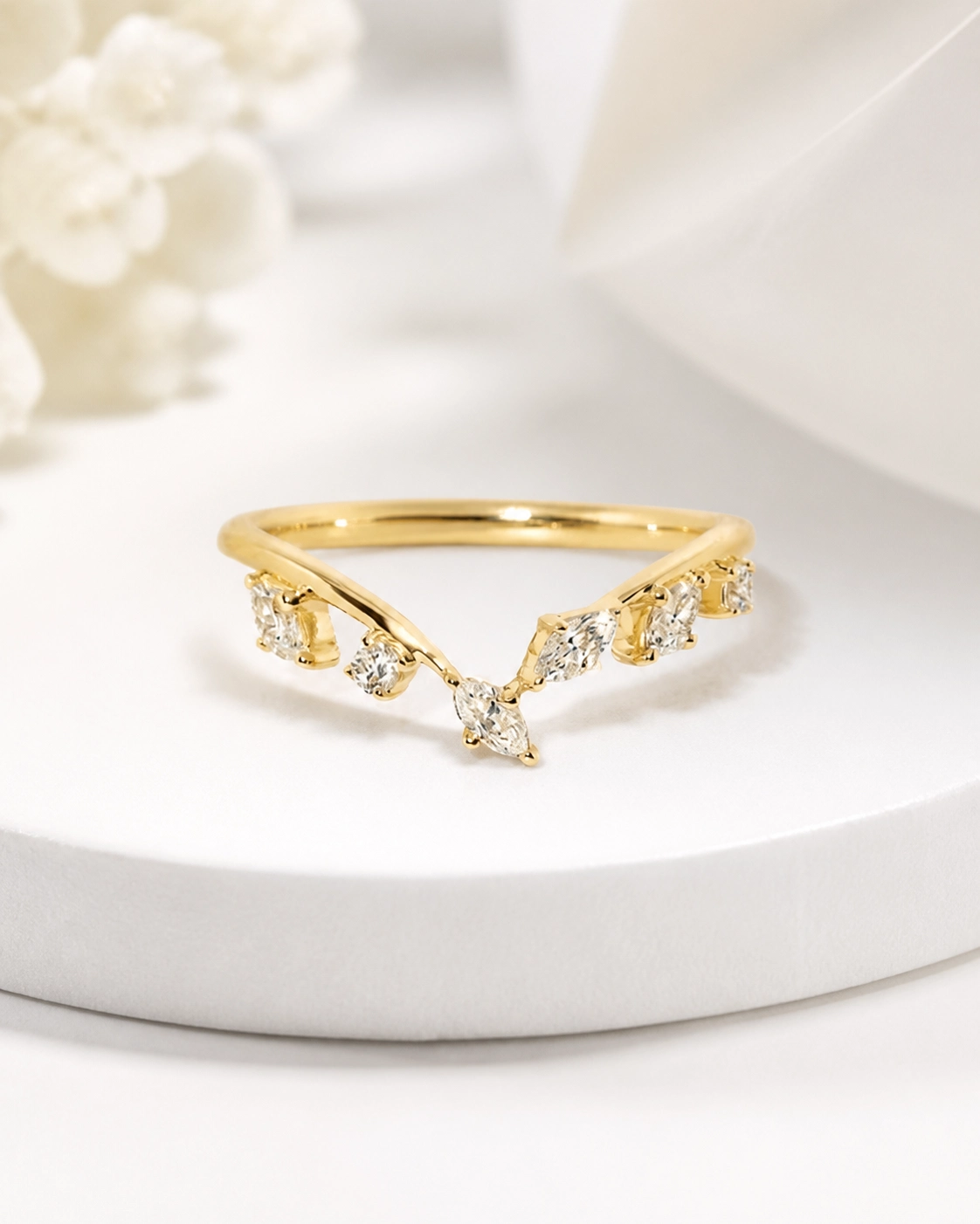 Marquise Cluster Wishbone Band