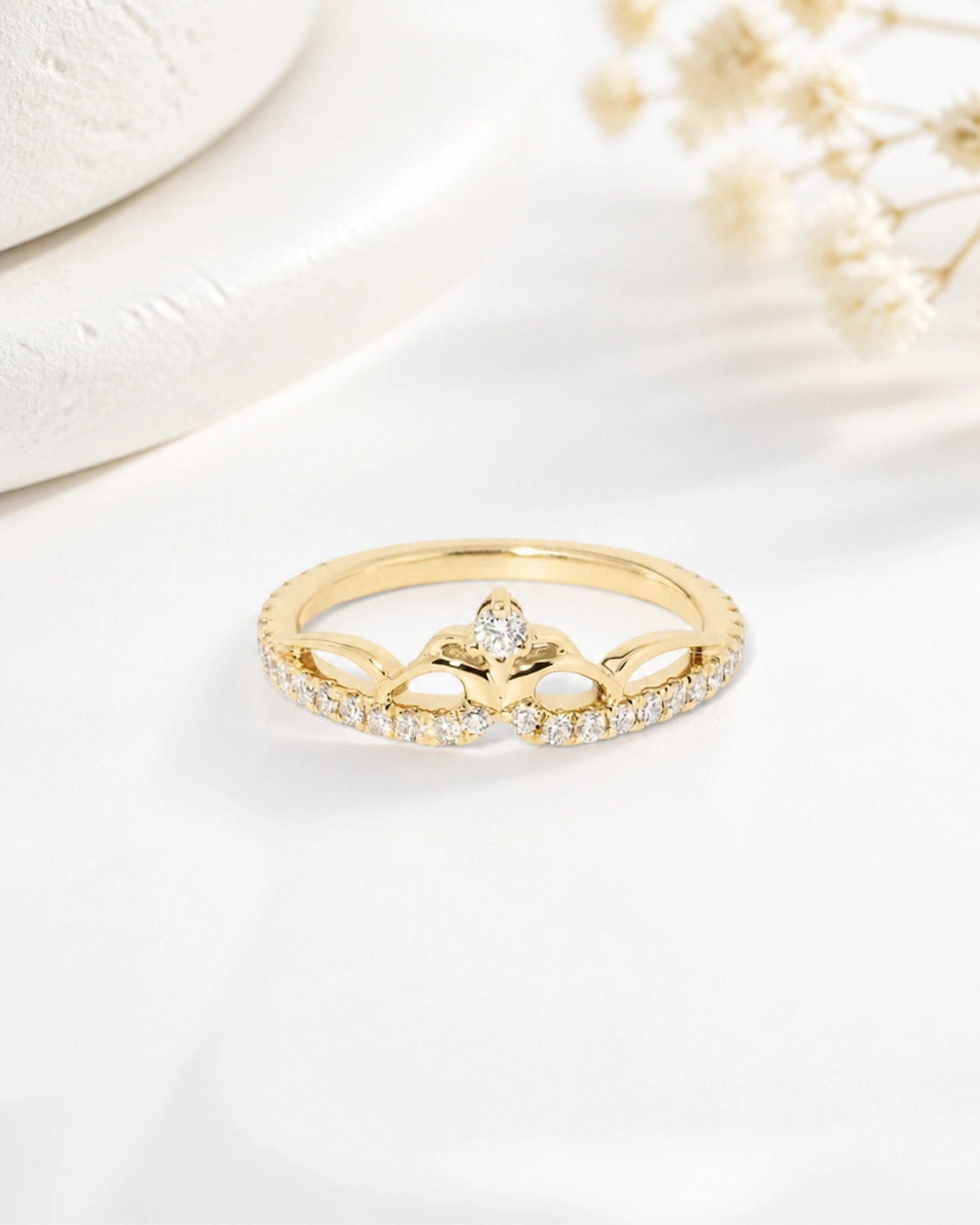 Petite Crown Wedding Band