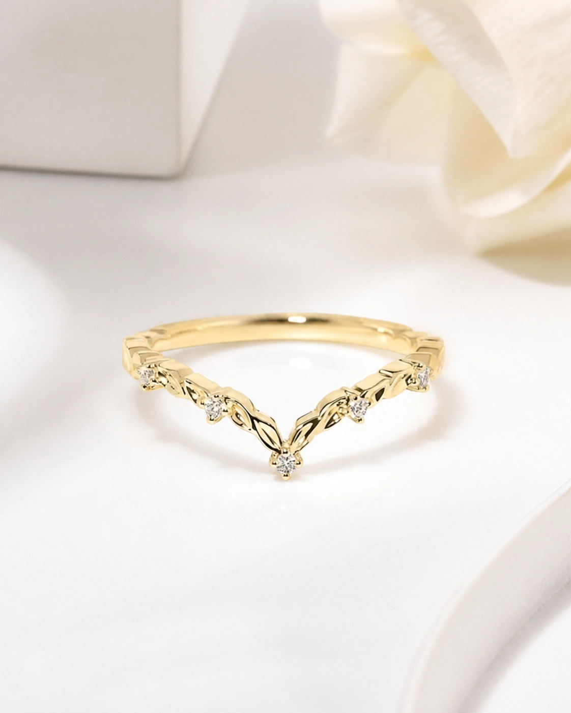 Wishbone Diamond Wedding Band