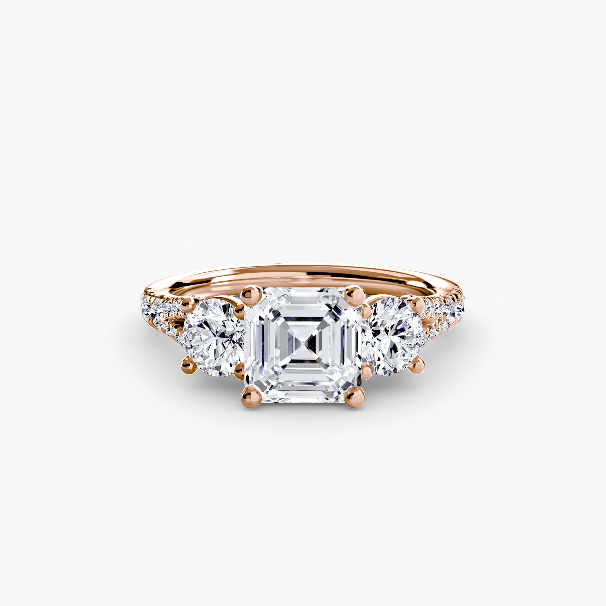 Three-Stone Ring with Pavé Band (Style 3) | Lytham Jewellery Co.