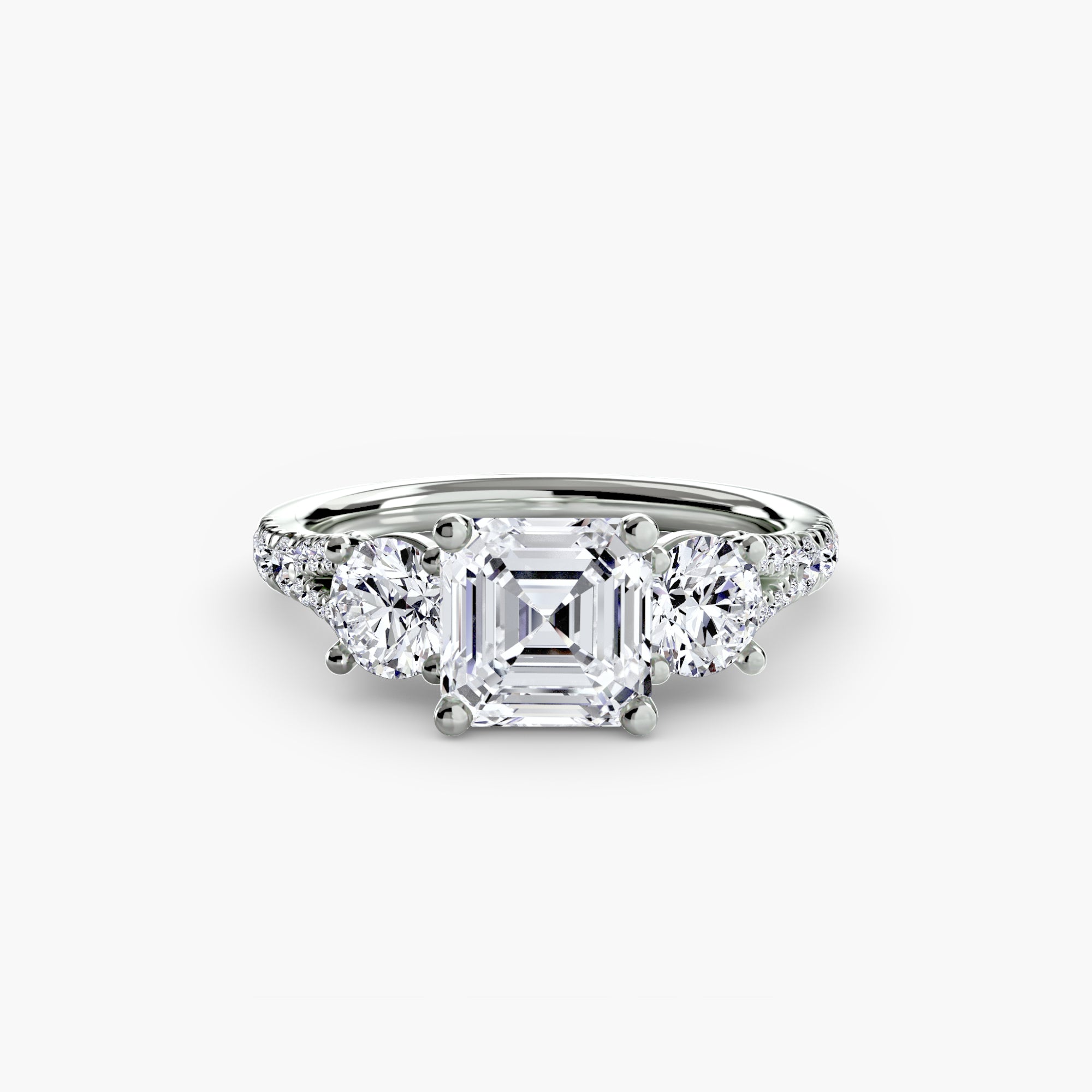Three-Stone Ring with Pavé Band (Style 3) | Lytham Jewellery Co.