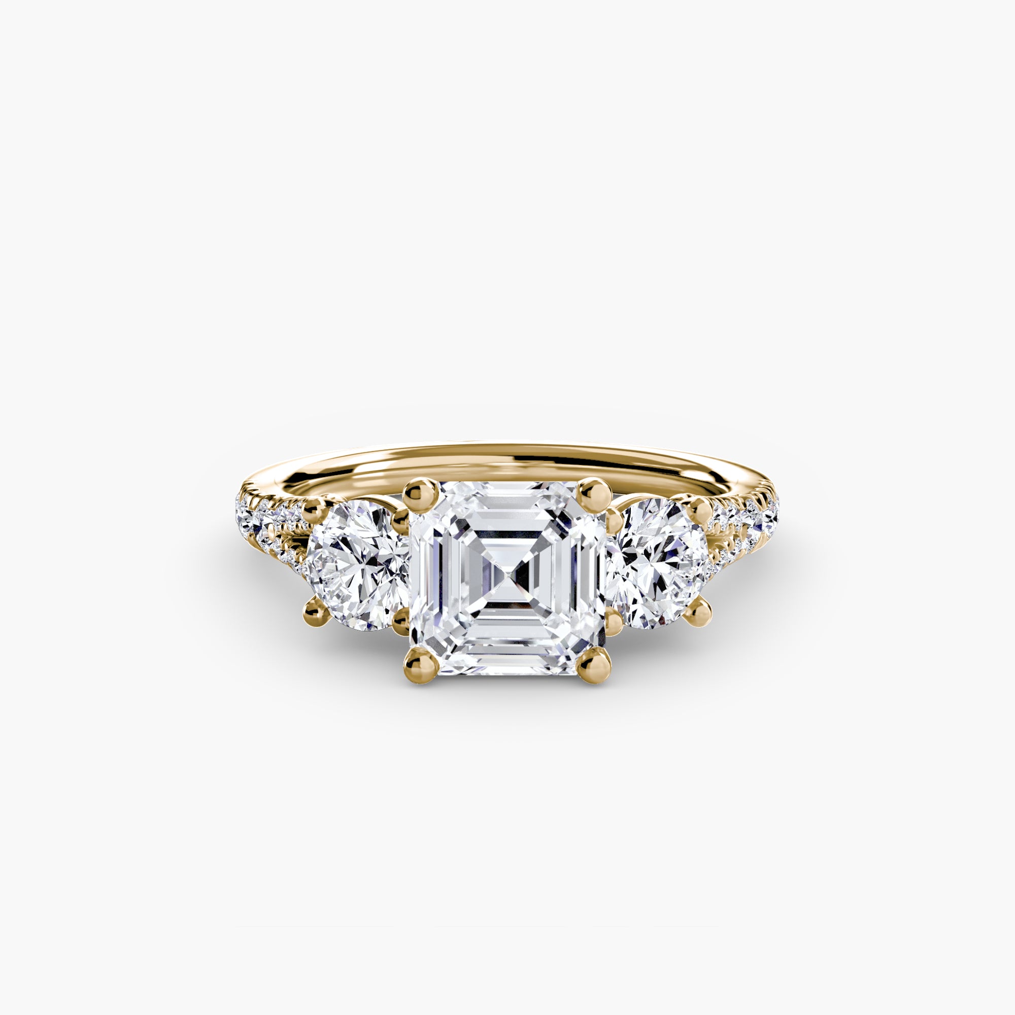 Three-Stone Ring with Pavé Band (Style 3) | Lytham Jewellery Co.