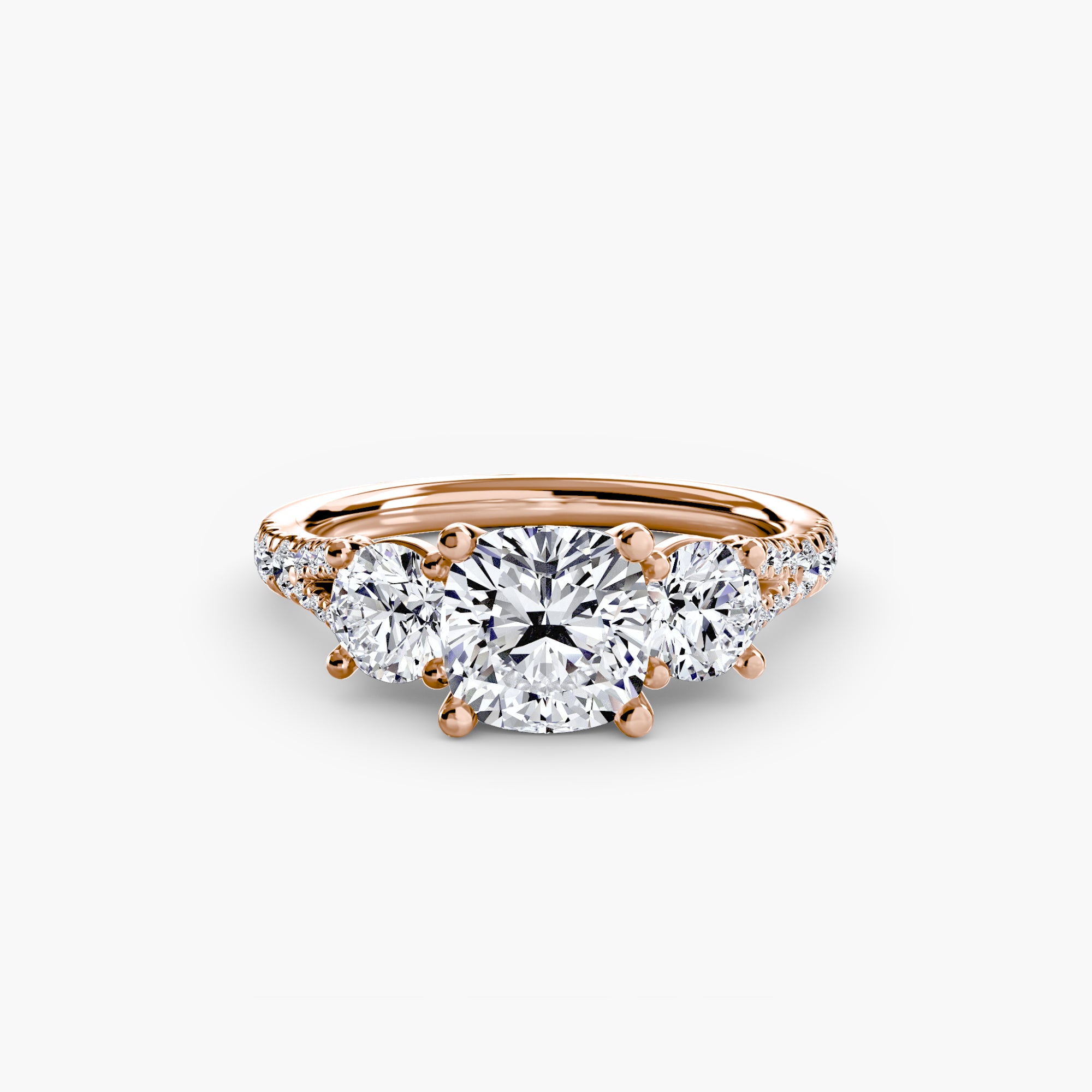 Three-Stone Ring with Pavé Band (Style 3) | Lytham Jewellery Co.