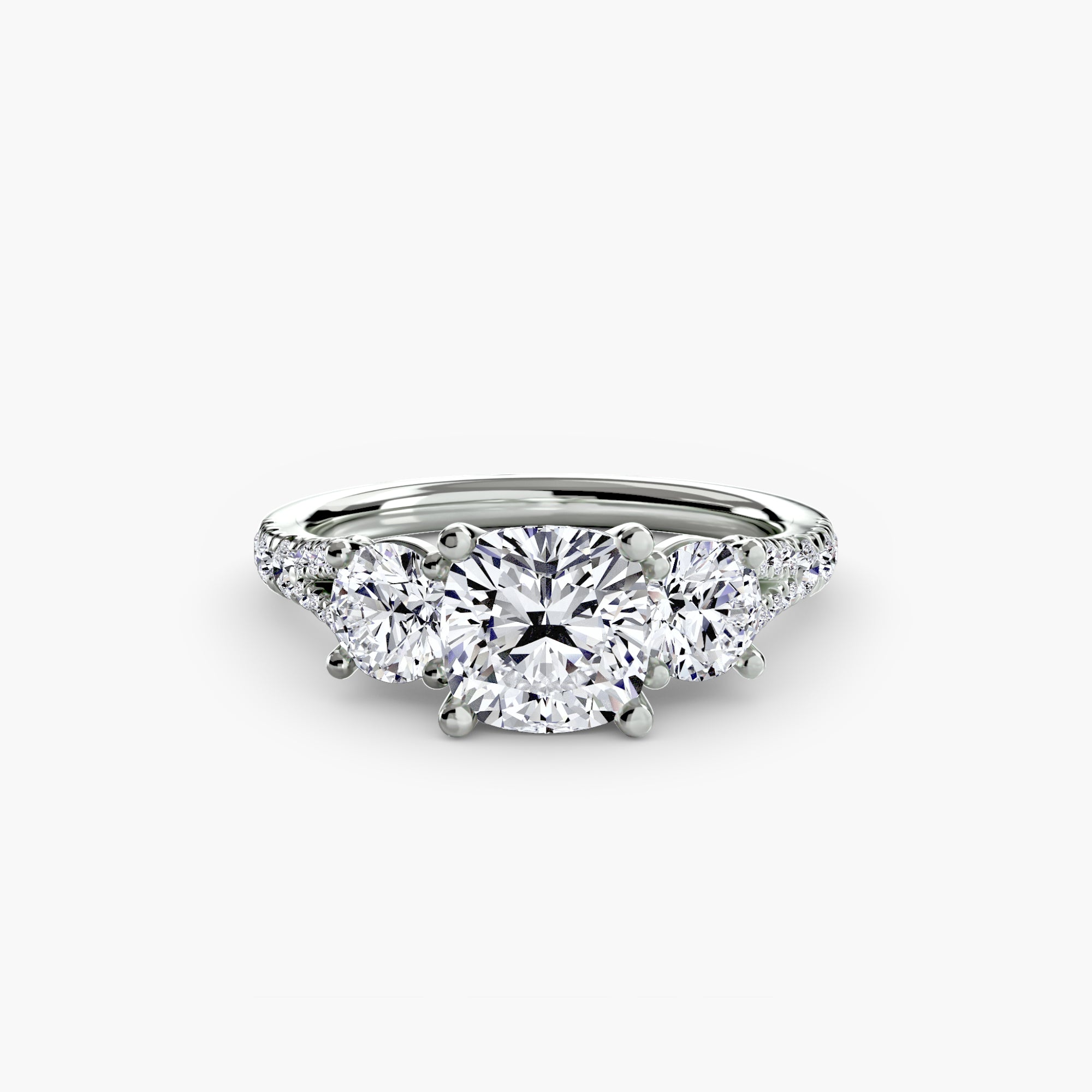 Three-Stone Ring with Pavé Band (Style 3) | Lytham Jewellery Co.