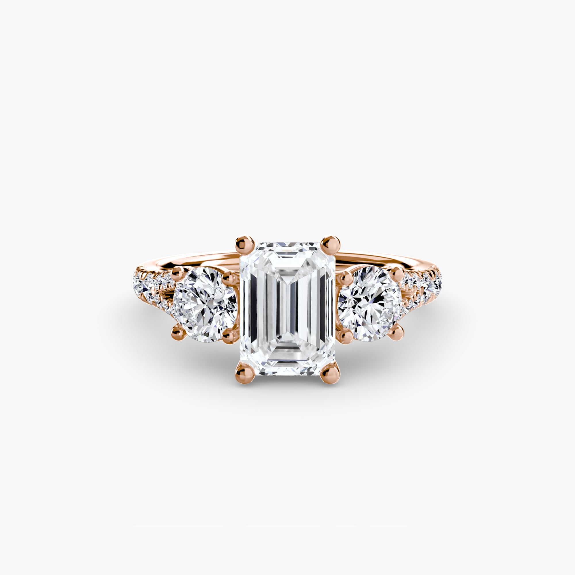 Three-Stone Ring with Pavé Band (Style 3) | Lytham Jewellery Co.