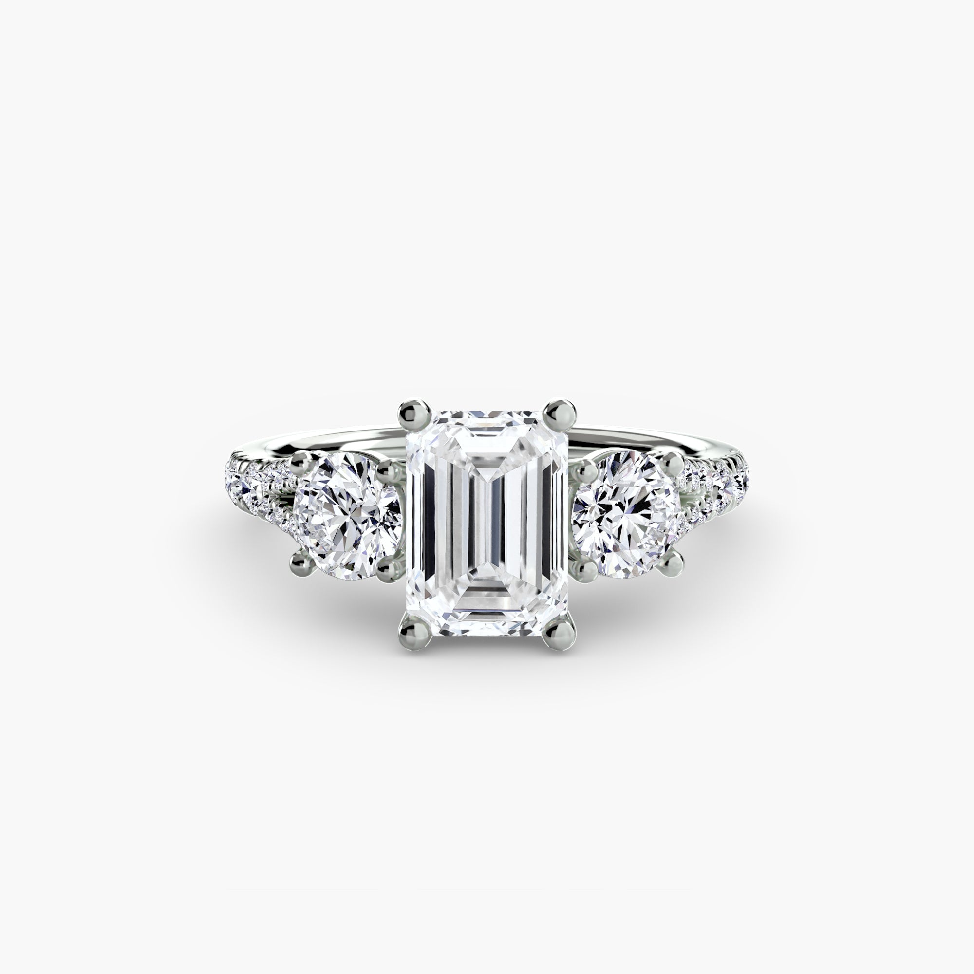 Three-Stone Ring with Pavé Band (Style 3) | Lytham Jewellery Co.