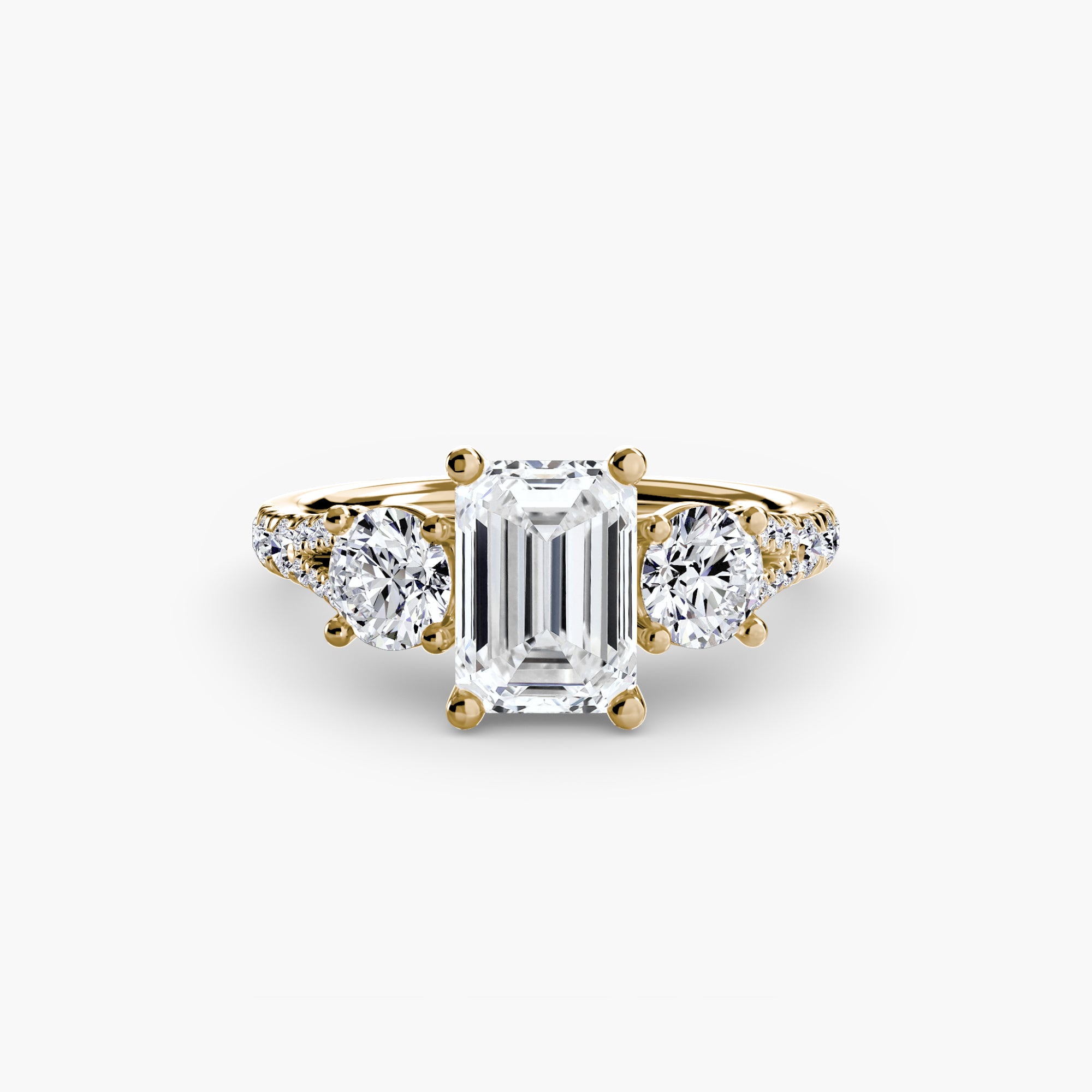 Three-Stone Ring with Pavé Band (Style 3) | Lytham Jewellery Co.