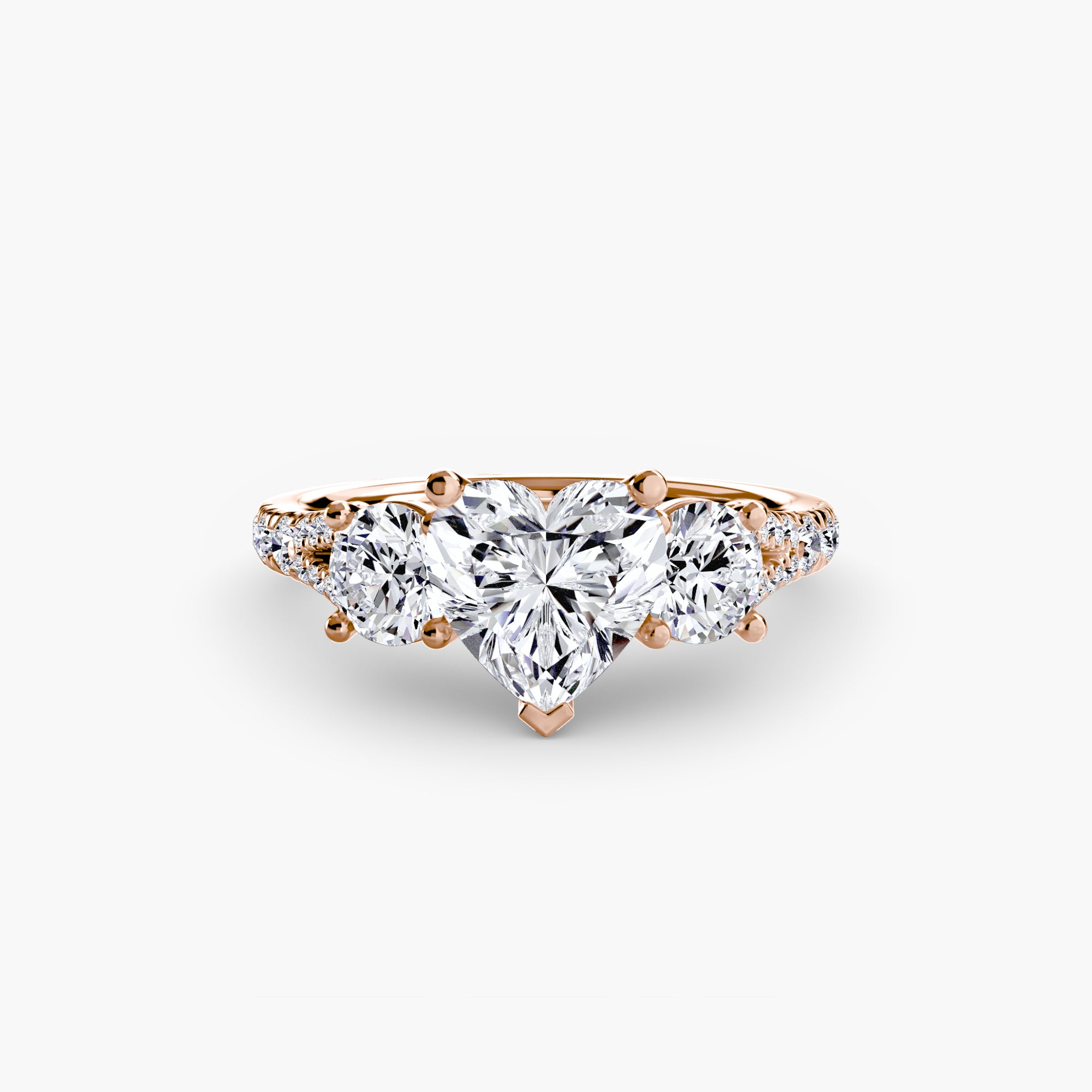 Three-Stone Ring with Pavé Band (Style 3) | Lytham Jewellery Co.