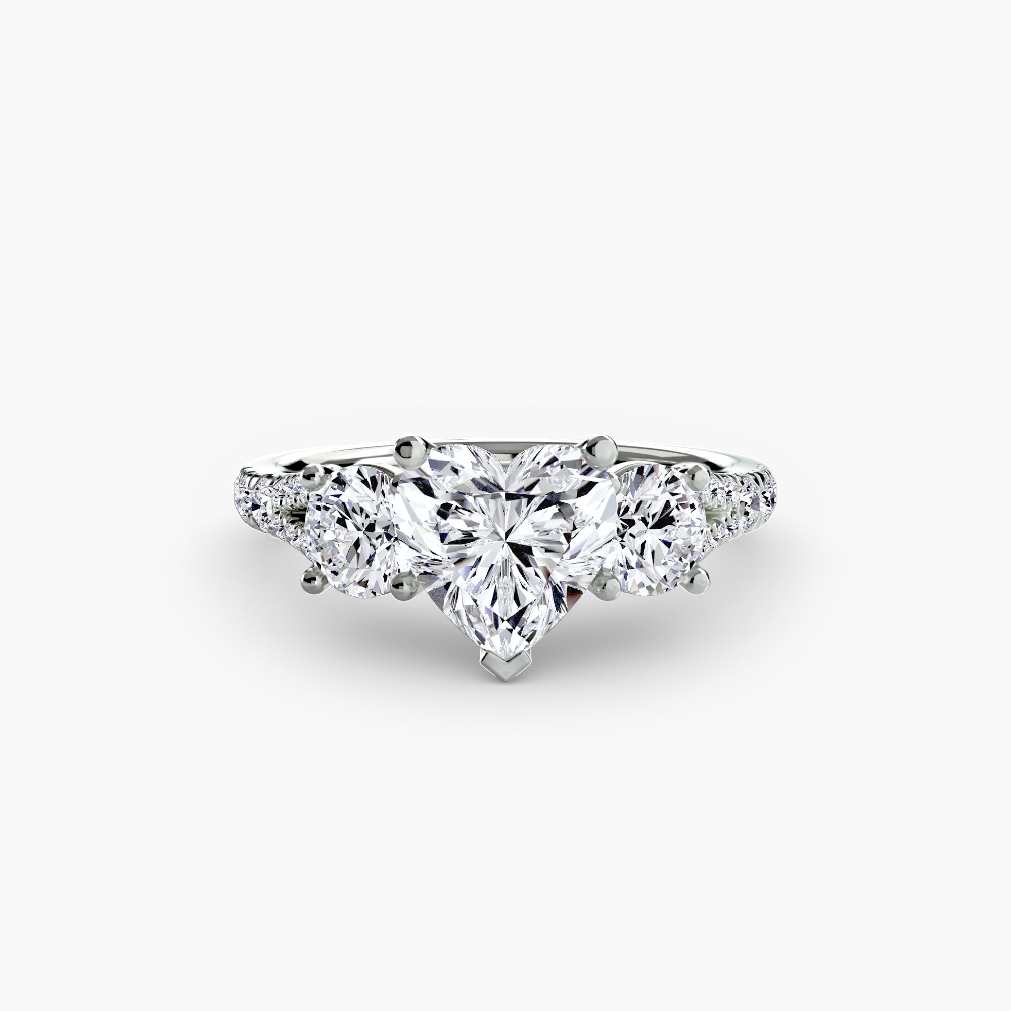Three-Stone Ring with Pavé Band (Style 3) | Lytham Jewellery Co.