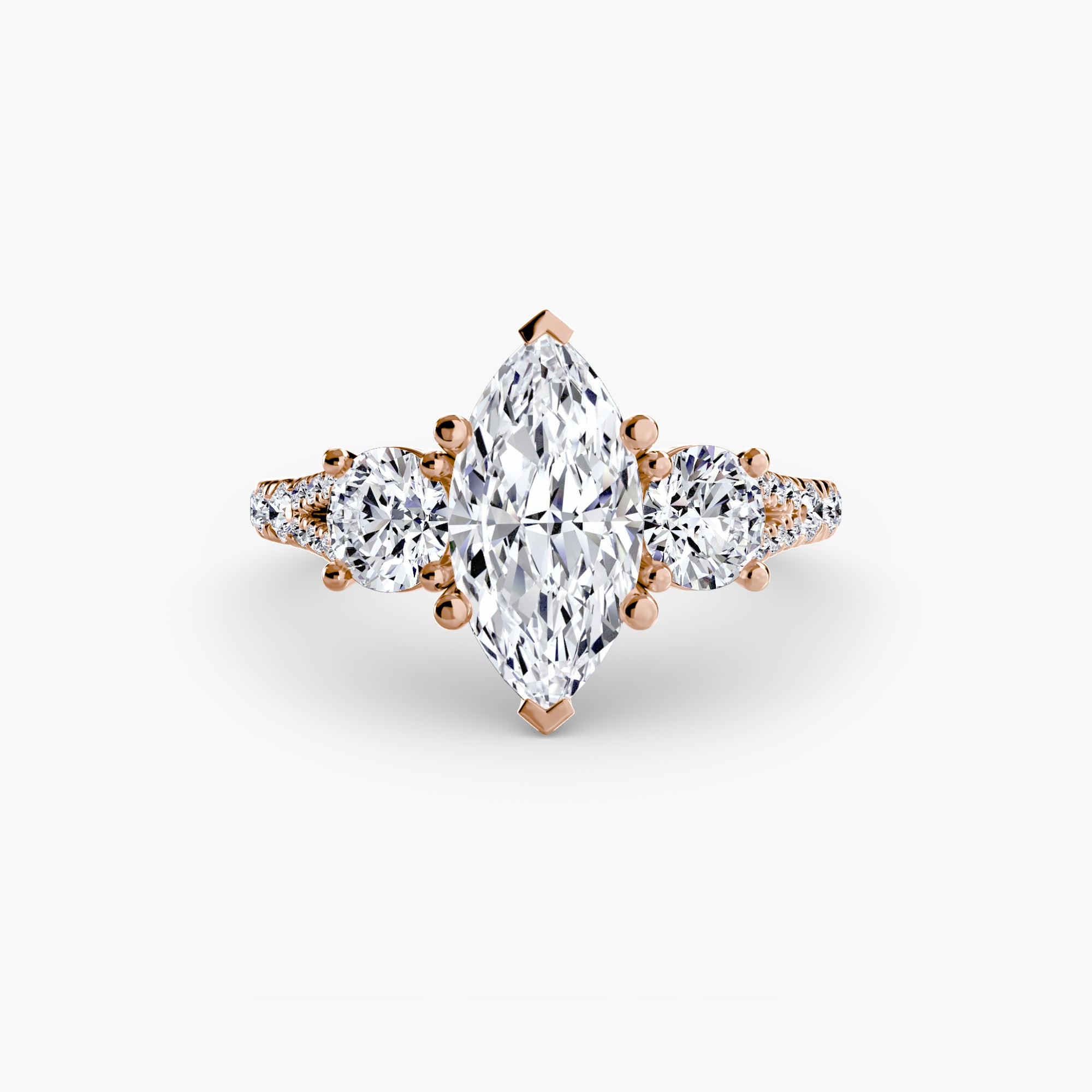 Three-Stone Ring with Pavé Band (Style 3) | Lytham Jewellery Co.