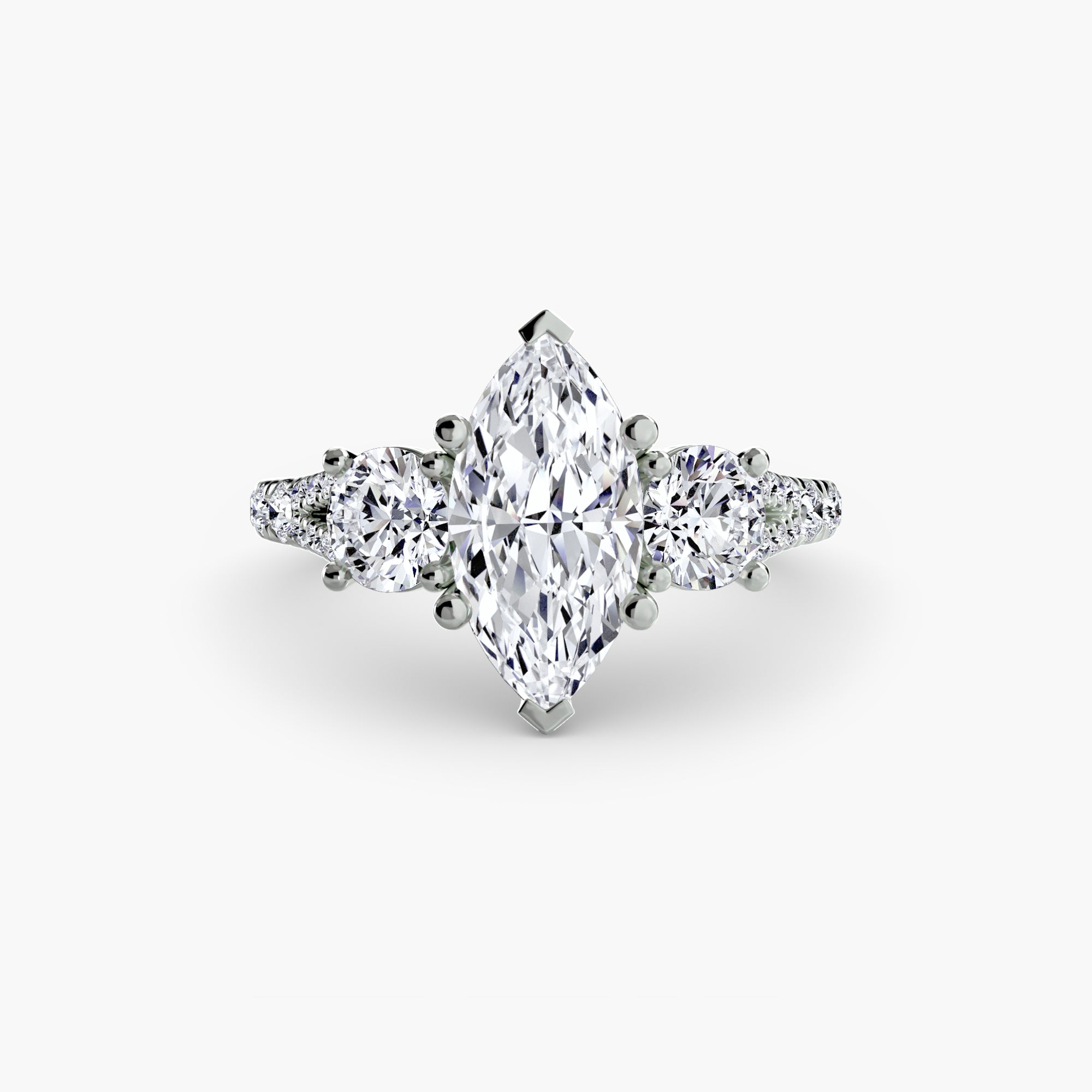 Three-Stone Ring with Pavé Band (Style 3) | Lytham Jewellery Co.