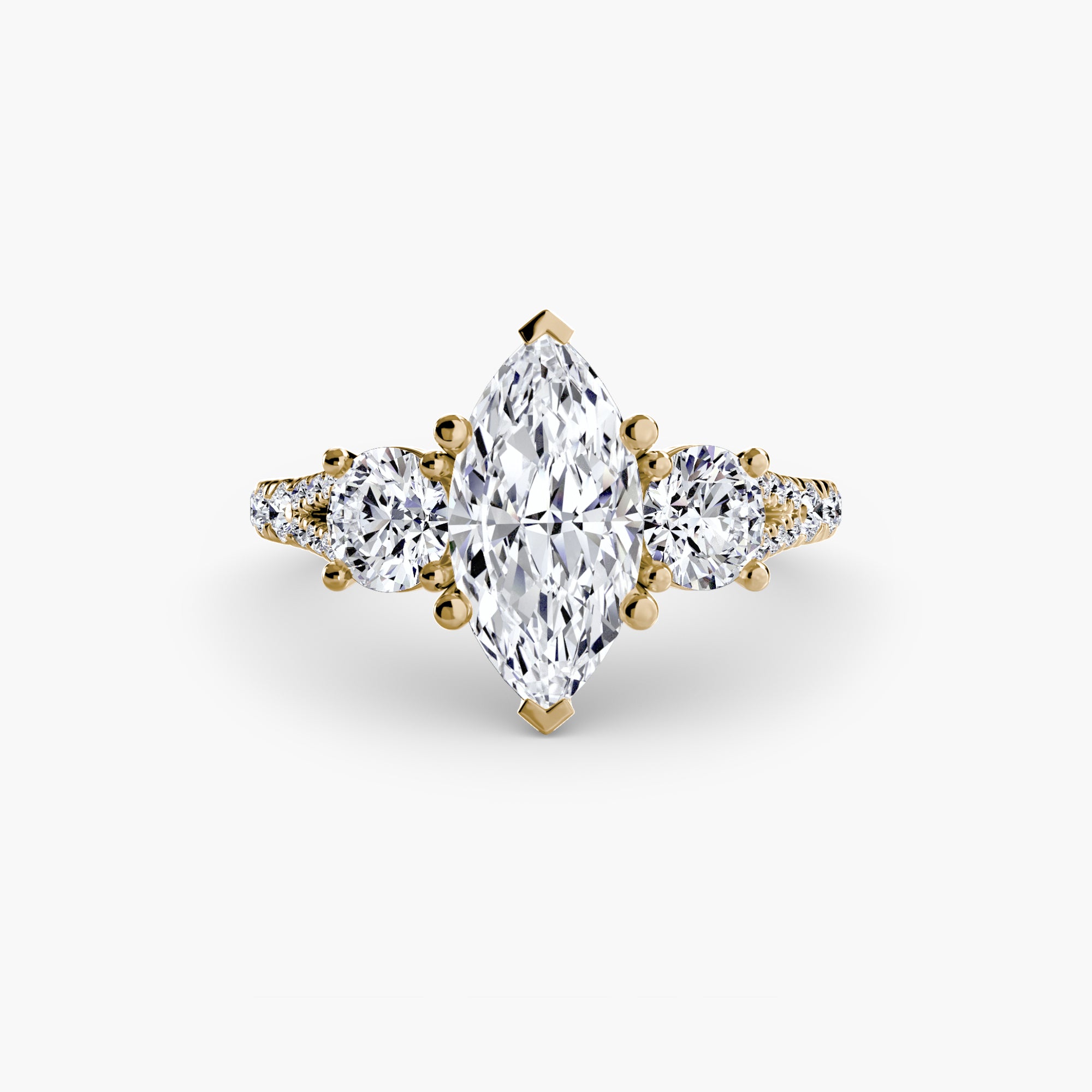 Three-Stone Ring with Pavé Band (Style 3) | Lytham Jewellery Co.