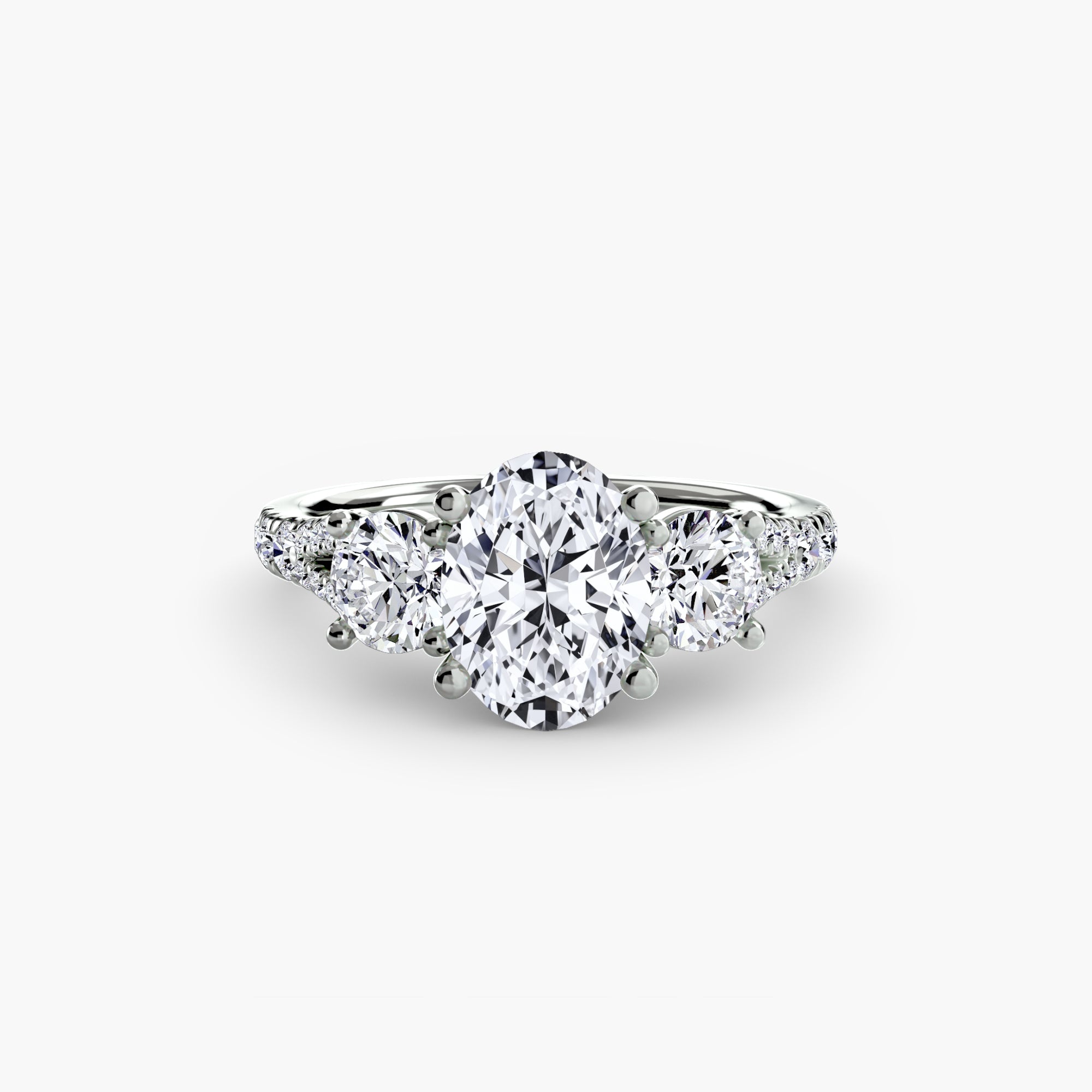 Three-Stone Ring with Pavé Band (Style 3) | Lytham Jewellery Co.