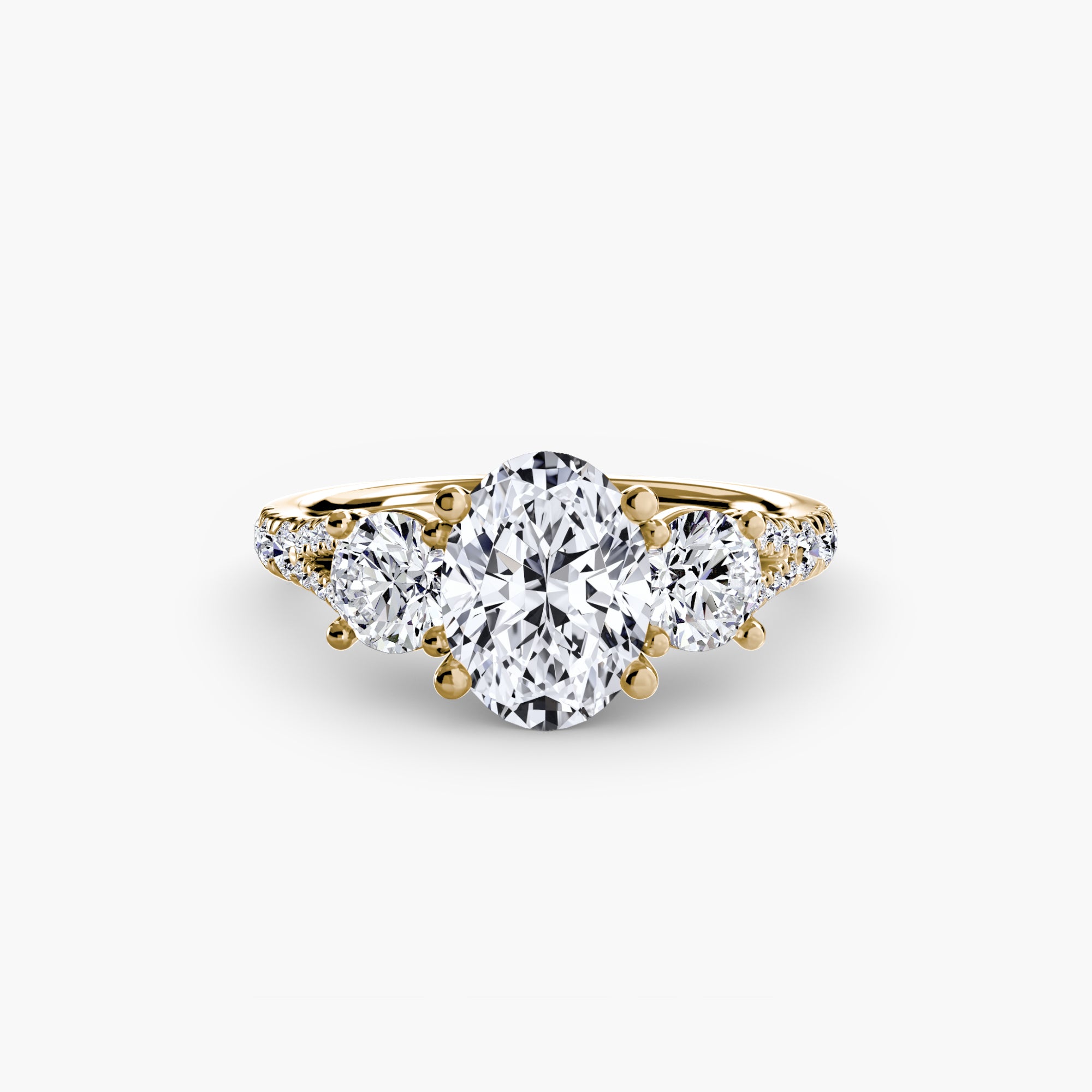 Three-Stone Ring with Pavé Band (Style 3) | Lytham Jewellery Co.