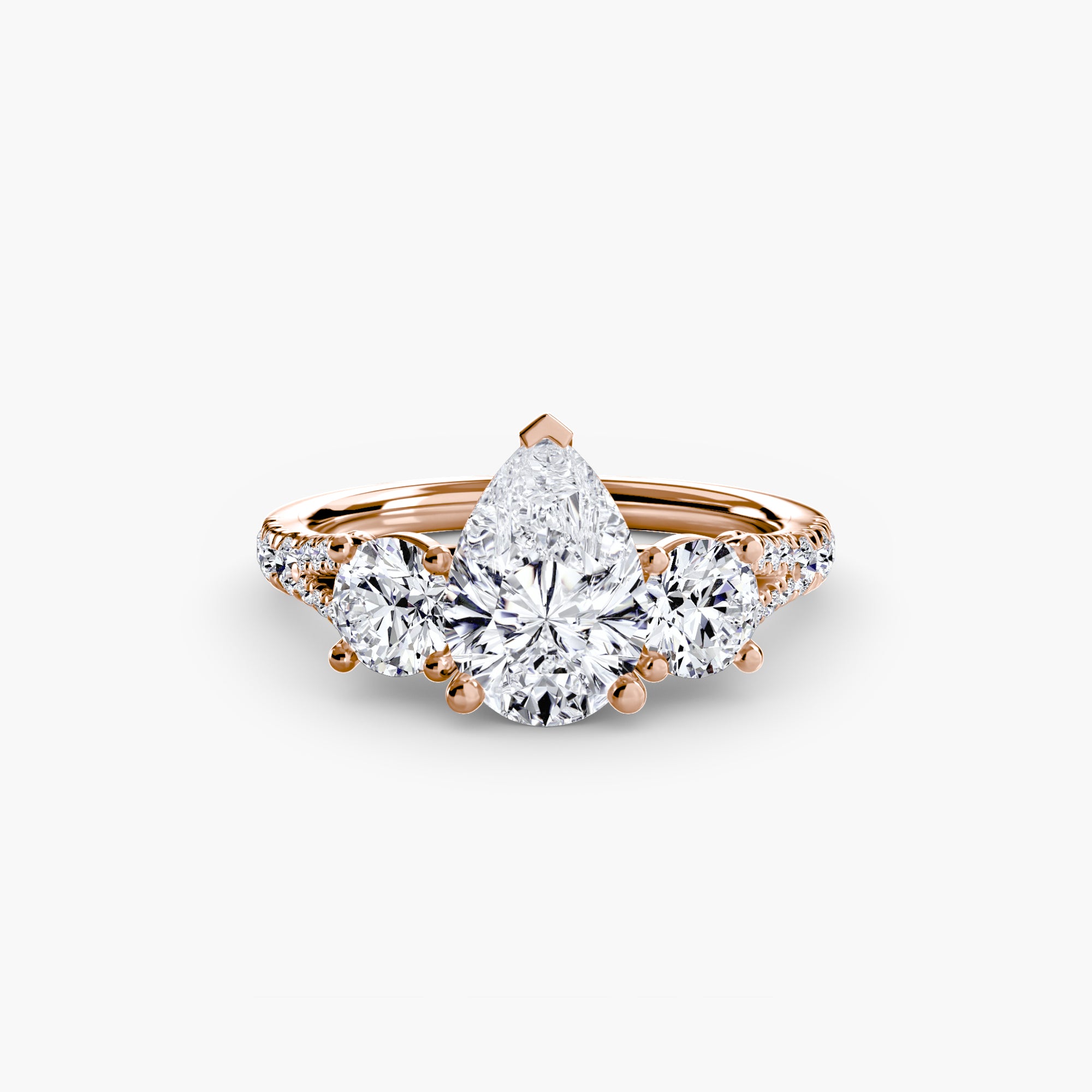 Three-Stone Ring with Pavé Band (Style 3) | Lytham Jewellery Co.