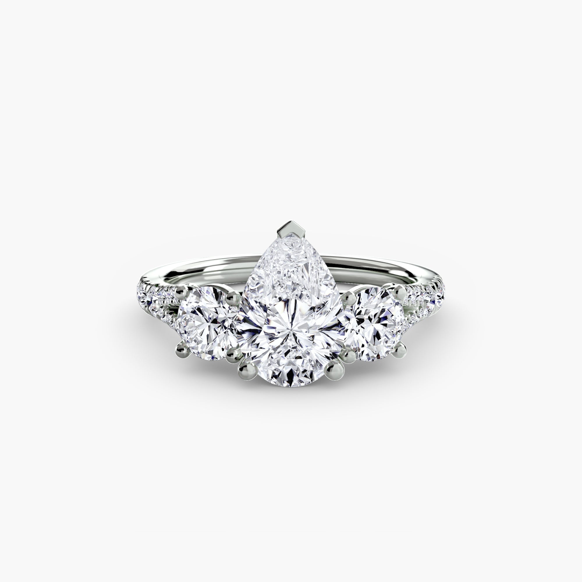 Three-Stone Ring with Pavé Band (Style 3) | Lytham Jewellery Co.