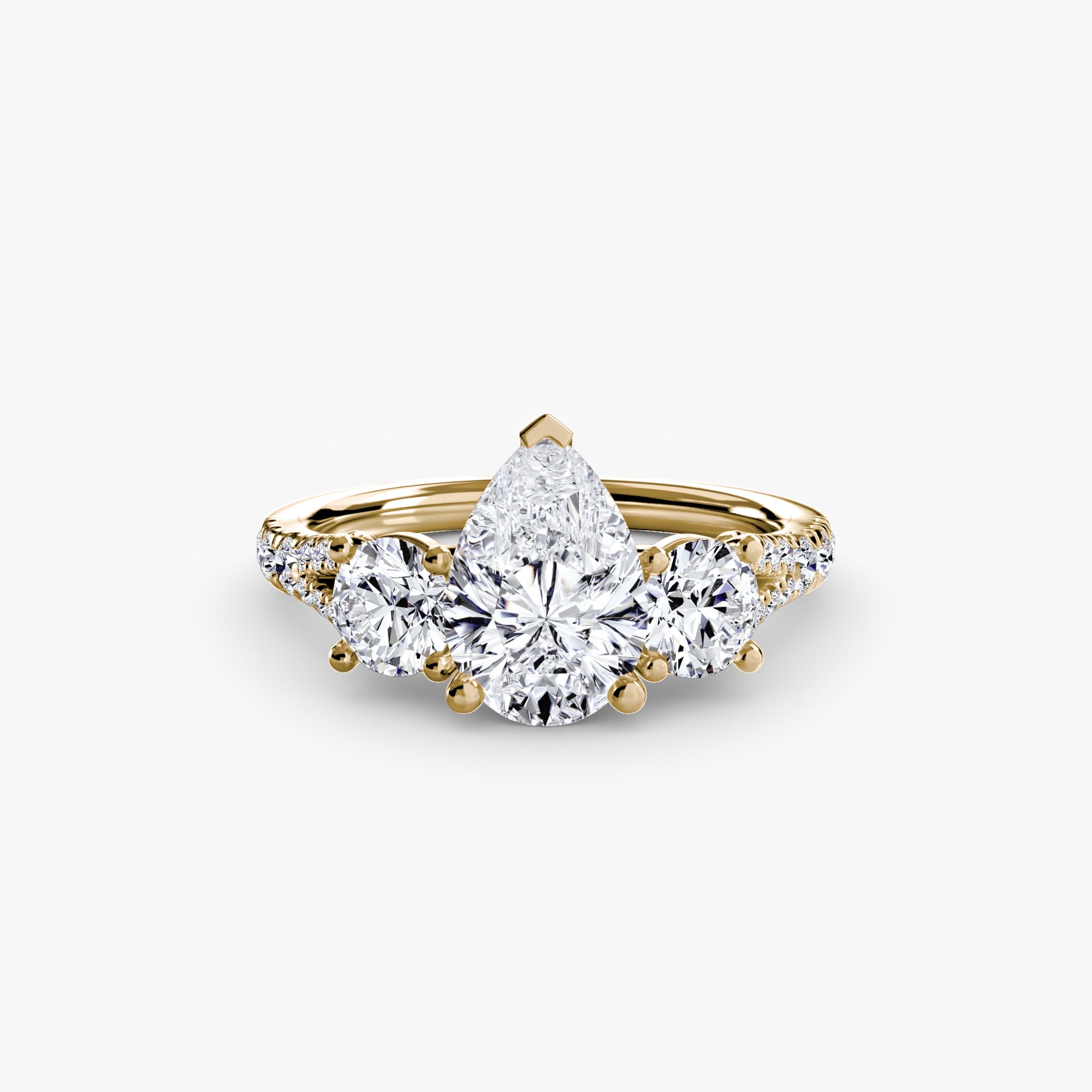 Three-Stone Ring with Pavé Band (Style 3) | Lytham Jewellery Co.