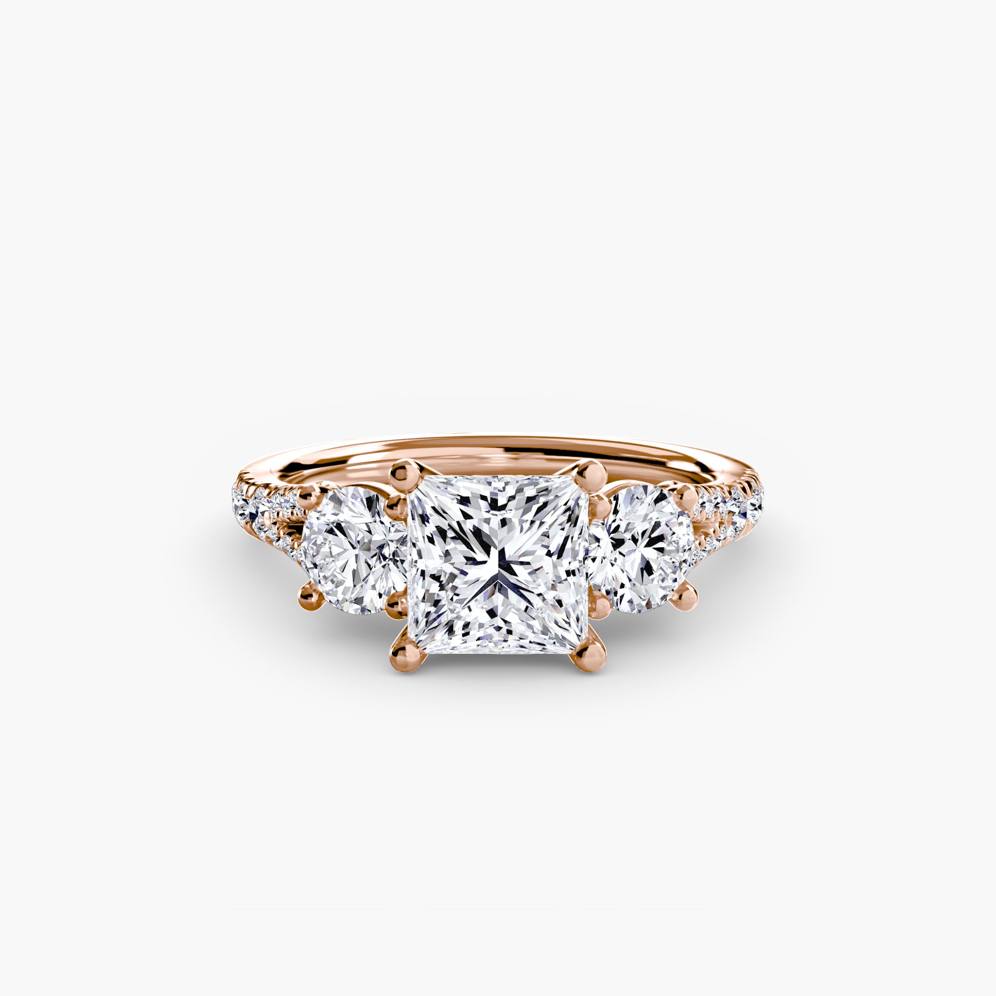 Three-Stone Ring with Pavé Band (Style 3) | Lytham Jewellery Co.