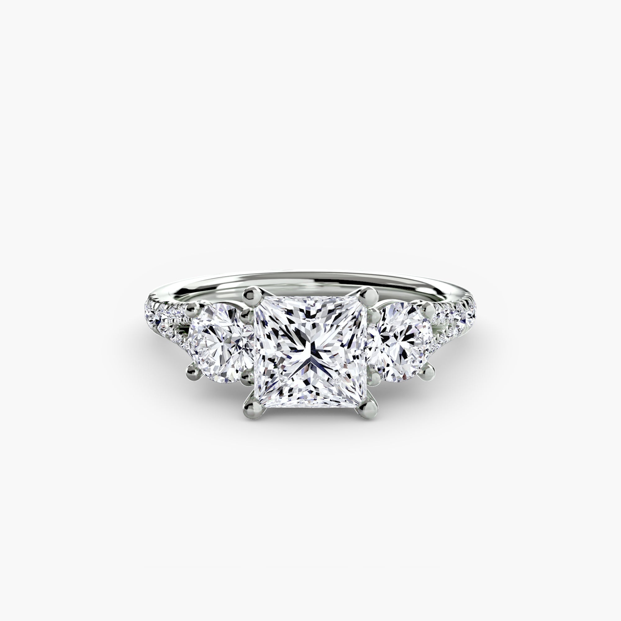 Three-Stone Ring with Pavé Band (Style 3) | Lytham Jewellery Co.