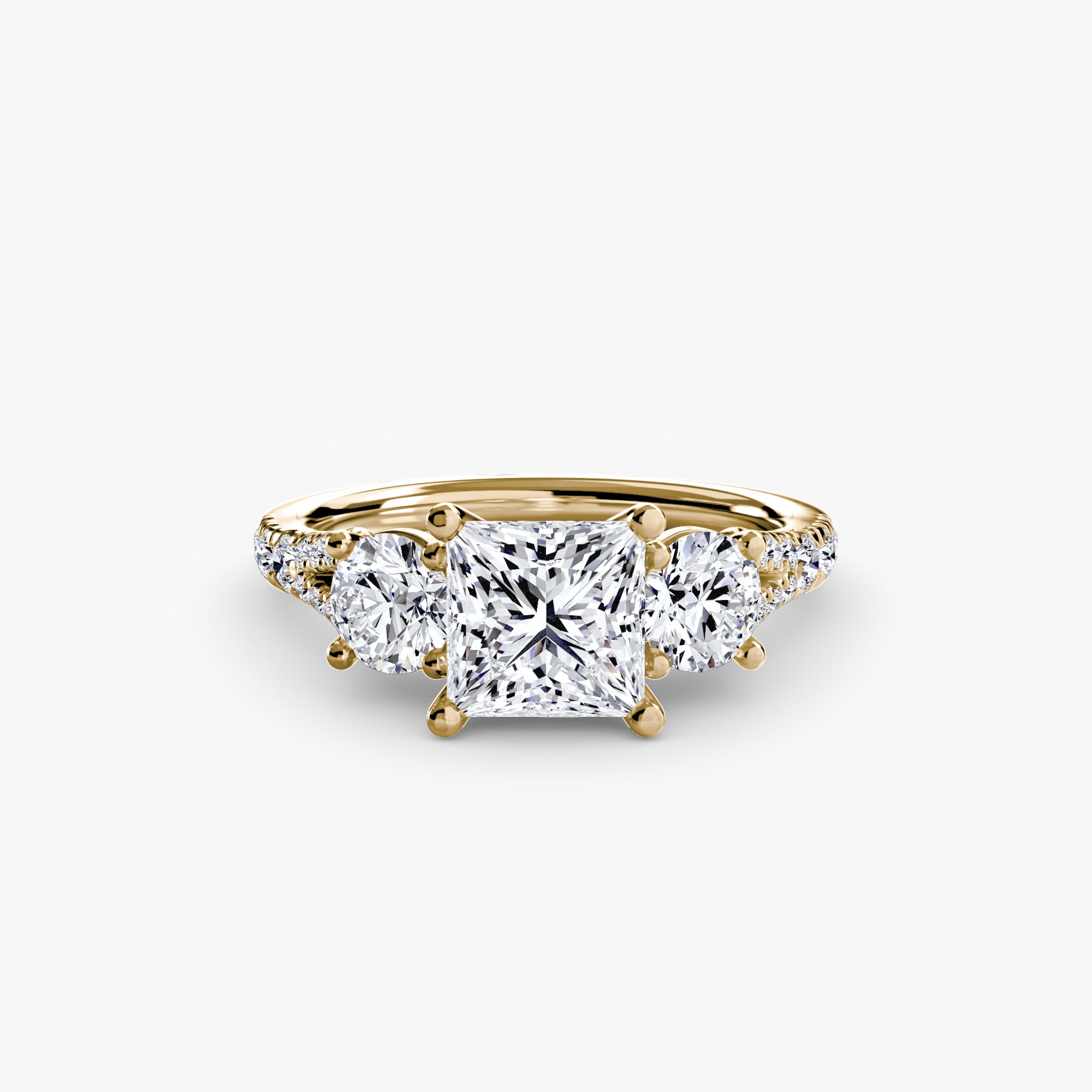 Three-Stone Ring with Pavé Band (Style 3) | Lytham Jewellery Co.