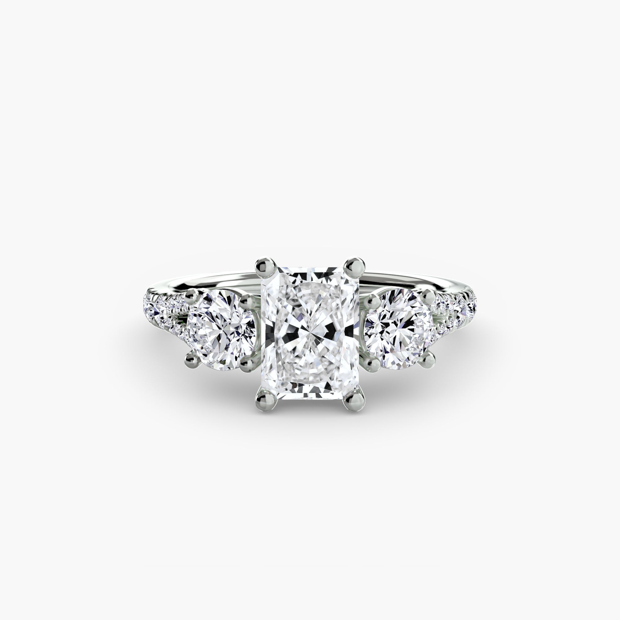 Three-Stone Ring with Pavé Band (Style 3) | Lytham Jewellery Co.