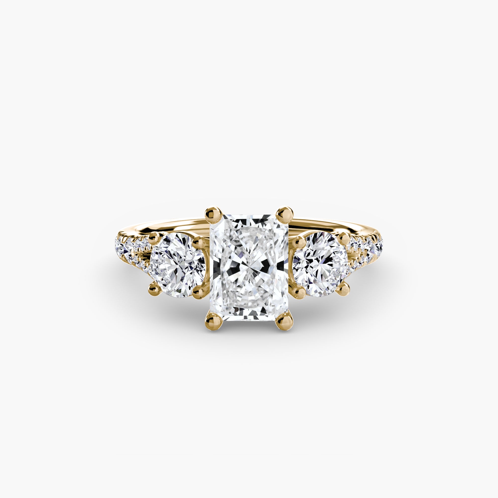 Three-Stone Ring with Pavé Band (Style 3) | Lytham Jewellery Co.