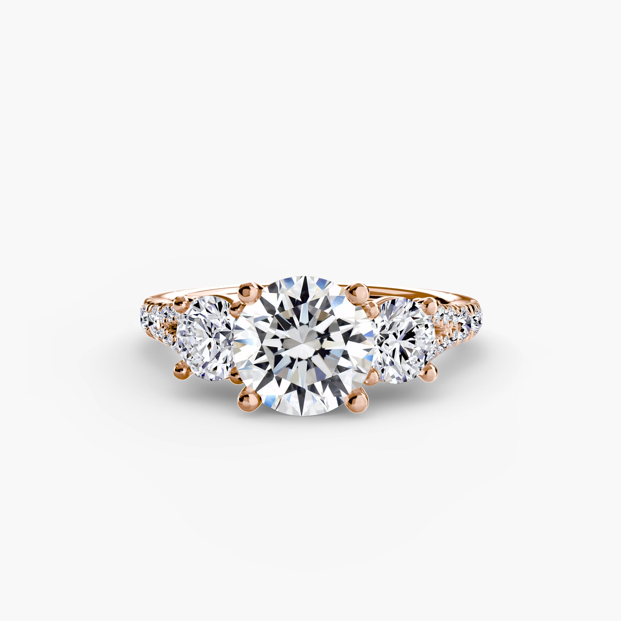Three-Stone Ring with Pavé Band (Style 3) | Lytham Jewellery Co.