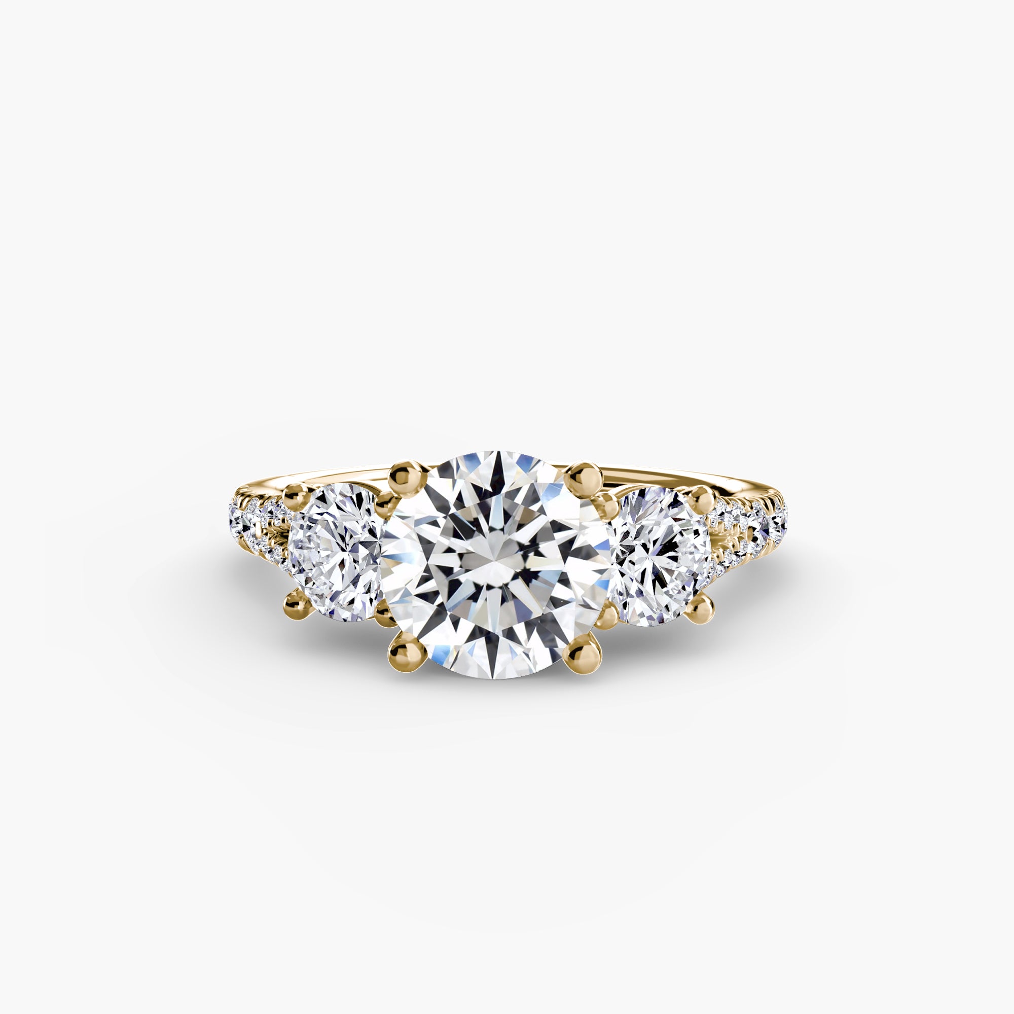 Three-Stone Ring with Pavé Band (Style 3) | Lytham Jewellery Co.