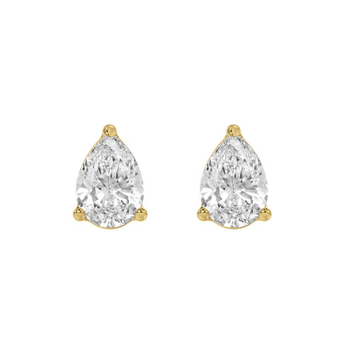2 Carat  Lab Grown Diamond Stud Earrings Yellow Gold angle view