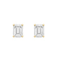 1.5 Carat Emerald Cut Lab Grown Diamond Stud Earrings Yellow Gold angle view