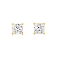 1.5 Carat Princess Lab Grown Diamond Stud Earrings Yellow Gold angle view