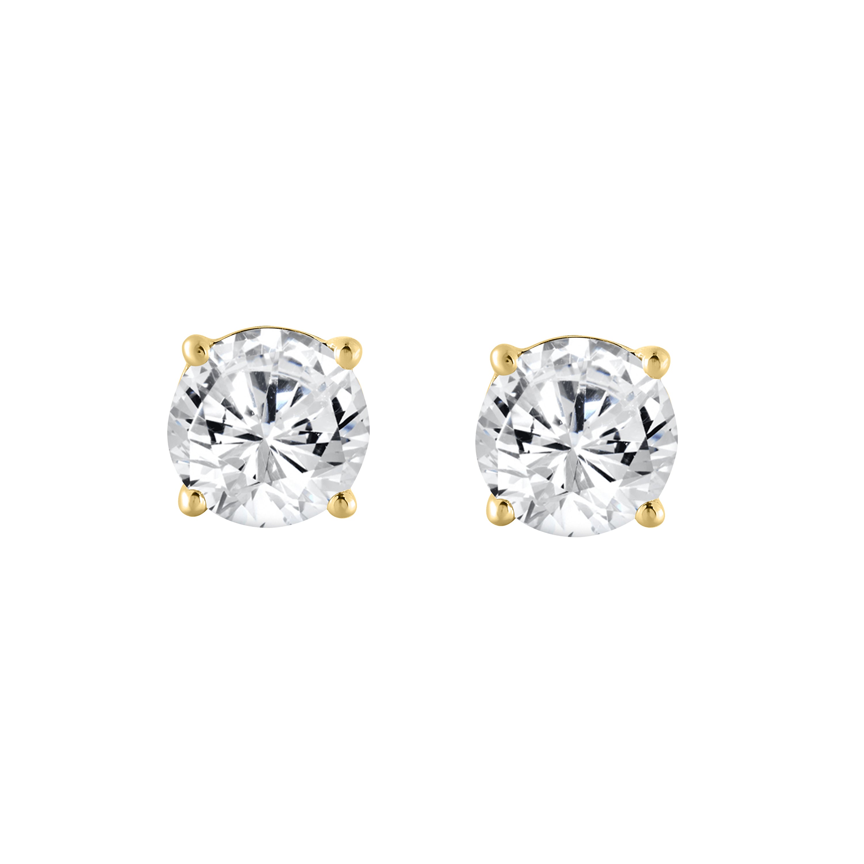 1.5 Carat Round Brilliant Lab Grown Diamond Stud Earrings Yellow Gold angle view