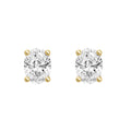 2 Carat Oval Lab Grown Diamond Stud Earrings Yellow Gold angle view