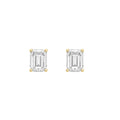 0.5 Carat Emerald Cut Lab Grown Diamond Stud Earrings Yellow Gold angle view