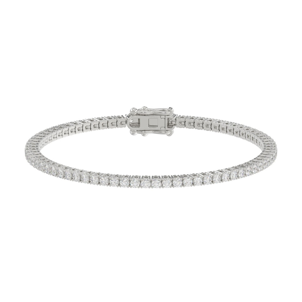 Classic 4 Prong Lab Grown Diamond Tennis Bracelet approx. 3 ct White Gold angle view
