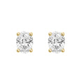 1 Carat Oval Lab Grown Diamond Stud Earrings Yellow Gold angle view