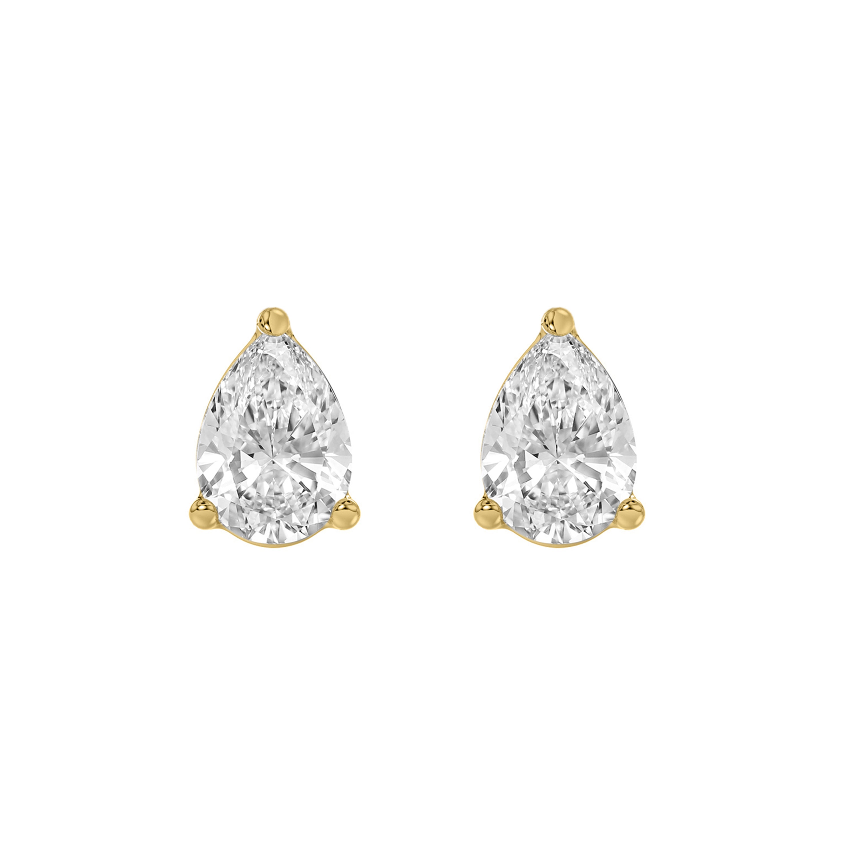 1.5 Carat  Lab Grown Diamond Stud Earrings Yellow Gold angle view
