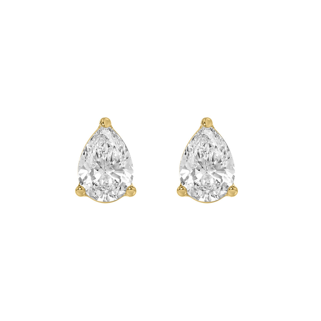 1 Carat  Lab Grown Diamond Stud Earrings Yellow Gold angle view