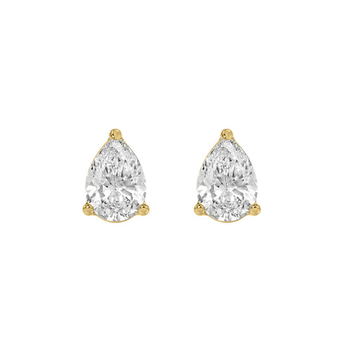 1 Carat  Lab Grown Diamond Stud Earrings Yellow Gold angle view