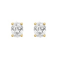 1.5 Carat Oval Lab Grown Diamond Stud Earrings Yellow Gold angle view