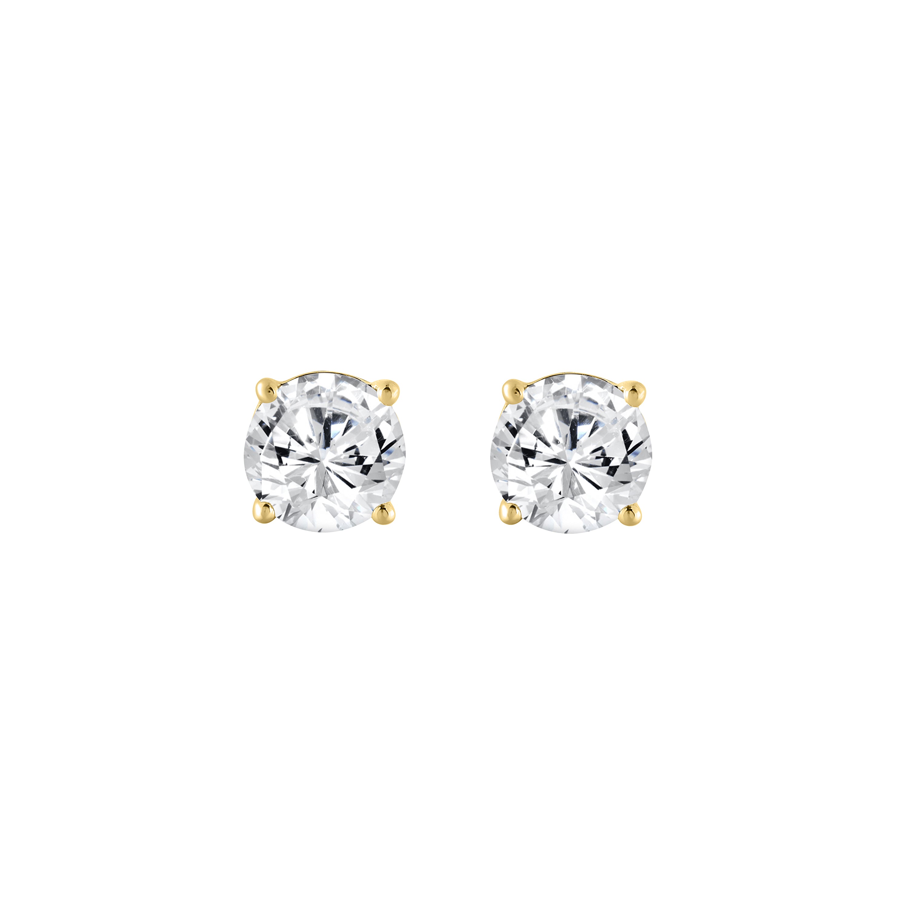 0.5 Carat Round Brilliant Lab Grown Diamond Stud Earrings Yellow Gold angle view