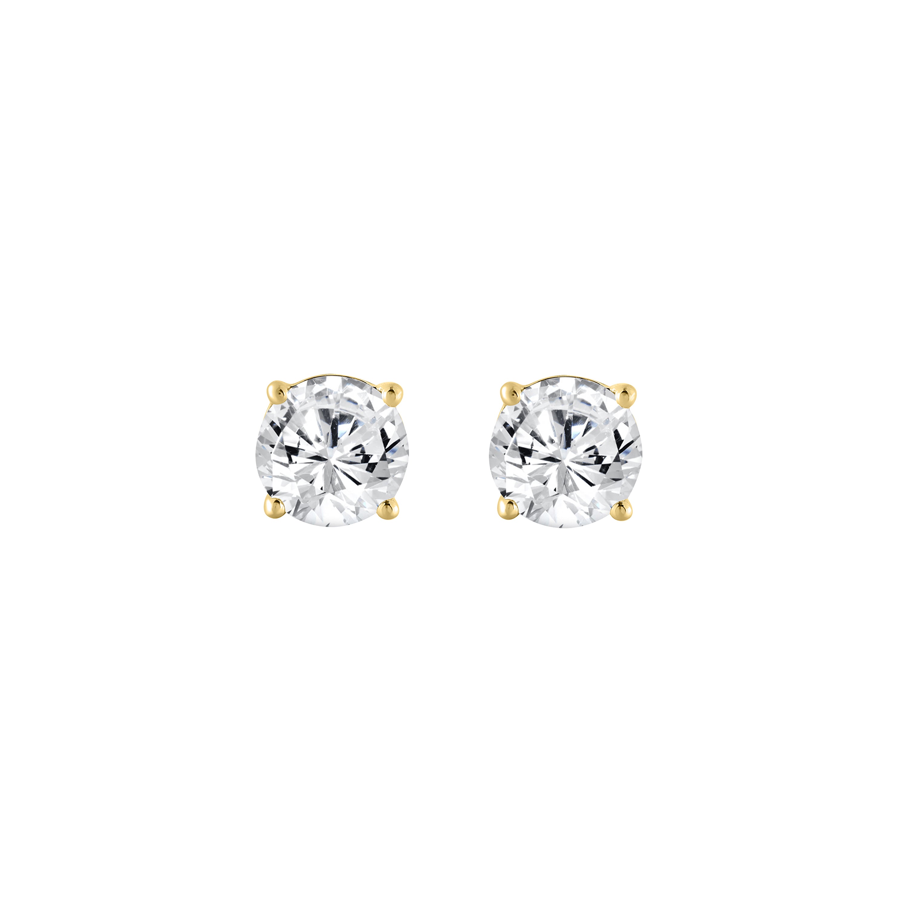 0.25 Carat Round Brilliant Lab Grown Diamond Stud Earrings Yellow Gold angle view