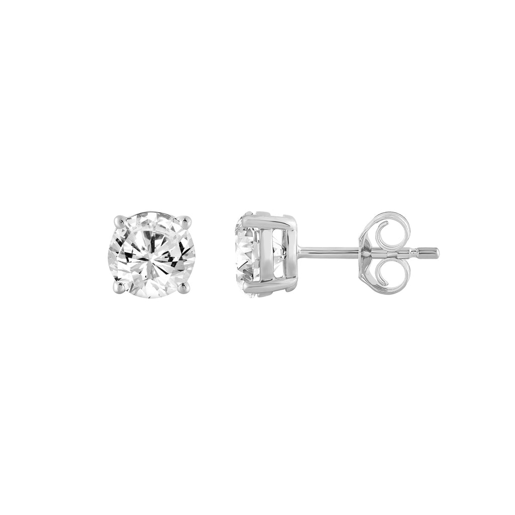 1 Carat Round Brilliant Lab Grown Diamond Stud Earrings White Gold down view