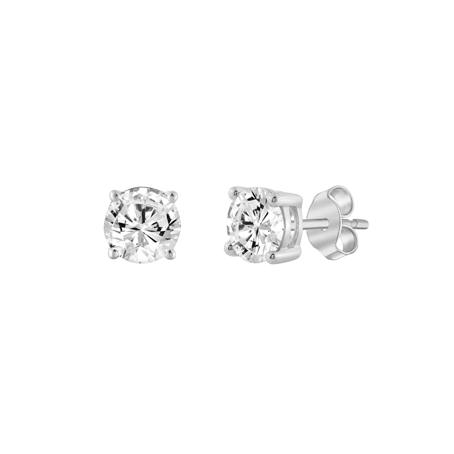 2 Carat Round Brilliant Lab Grown Diamond Stud Earrings White Gold flat view