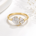 The Promise Ring, pear cut lab grown diamond toi et moi ring in 9k yellow gold