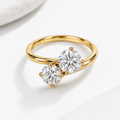 The Sweetheart Ring, round lab grown diamond crossover toi et moi ring in 9k yellow gold